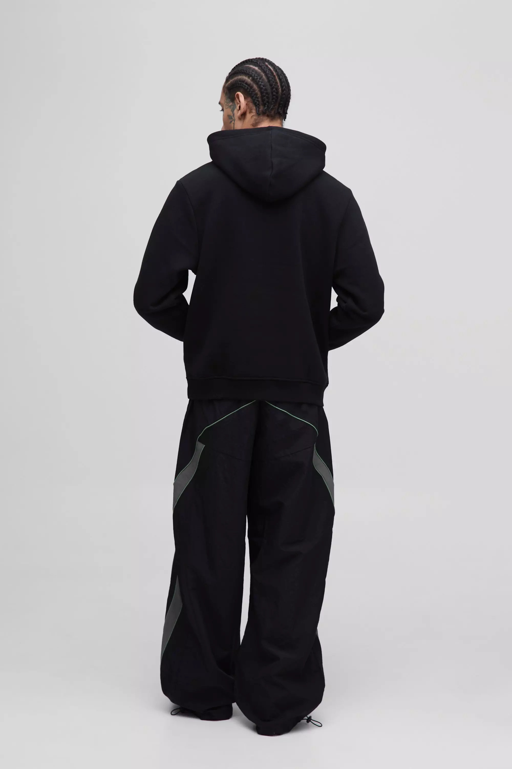 Elasticated Waist Parachute Side Stripe Pants | boohooMAN USA