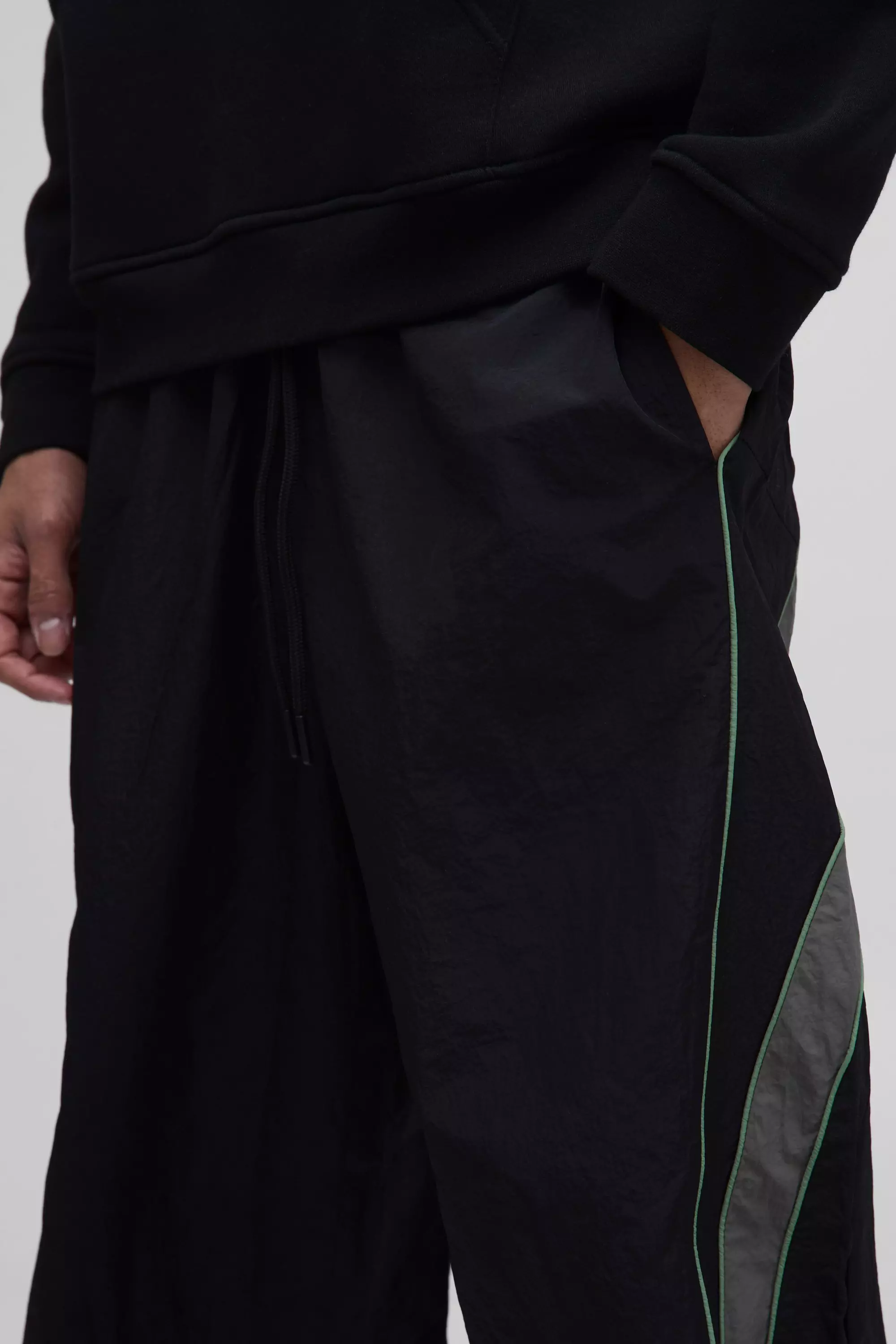 Elasticated Waist Parachute Side Stripe Pants | boohooMAN USA