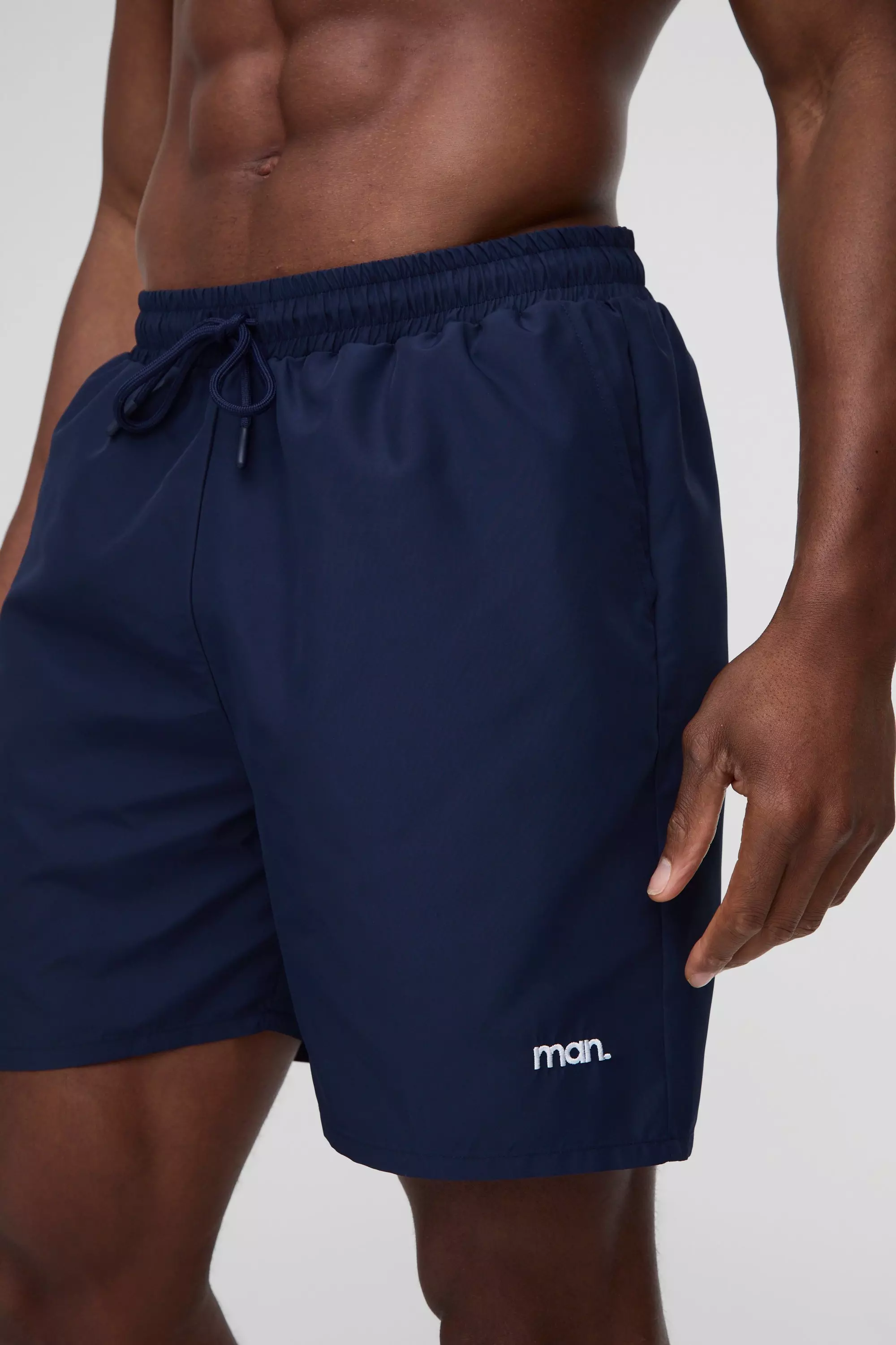 Navy Mid Length Branded Swim Shorts alternative image