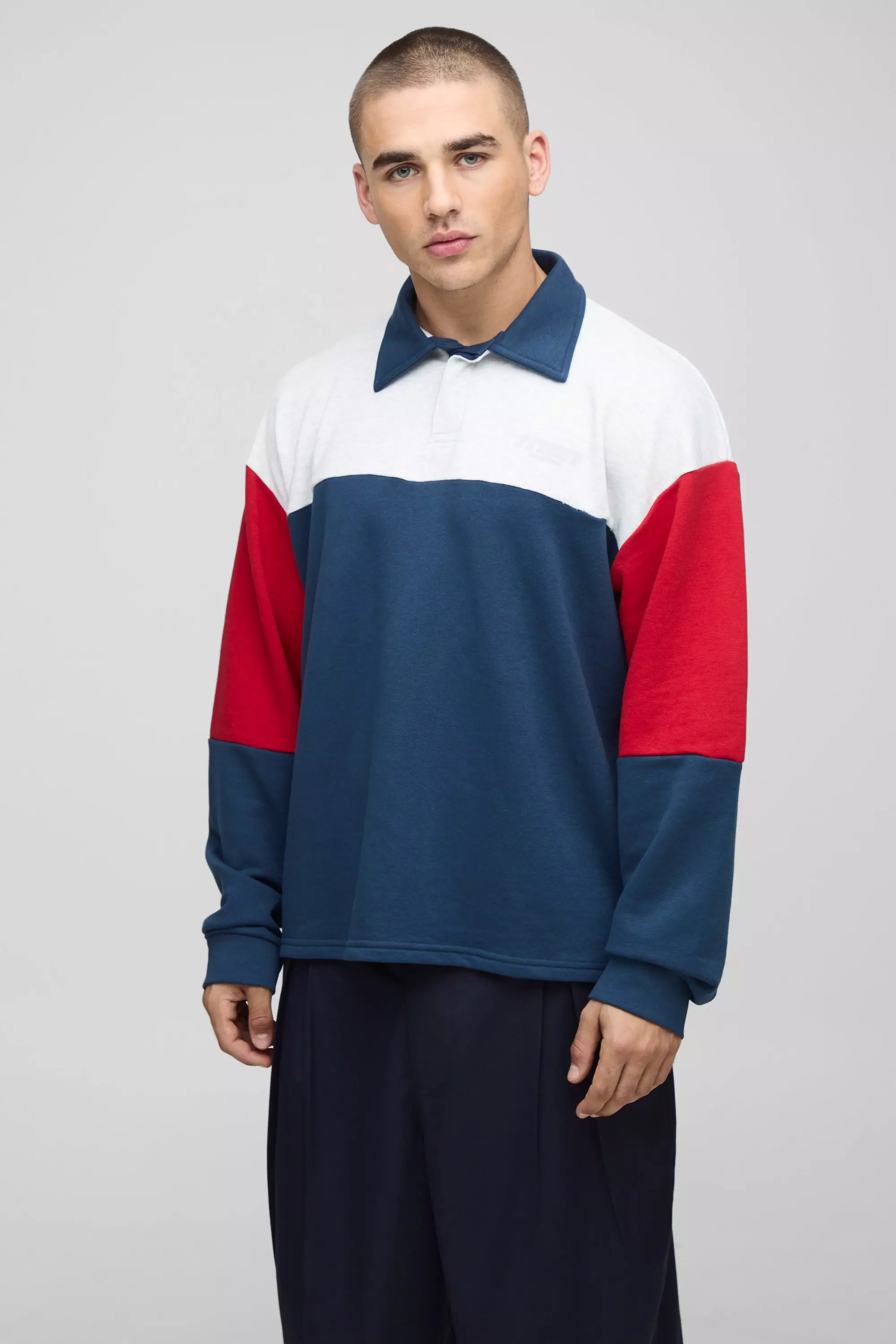 Polo de rugby oversize color block - MAN, Navy autre image