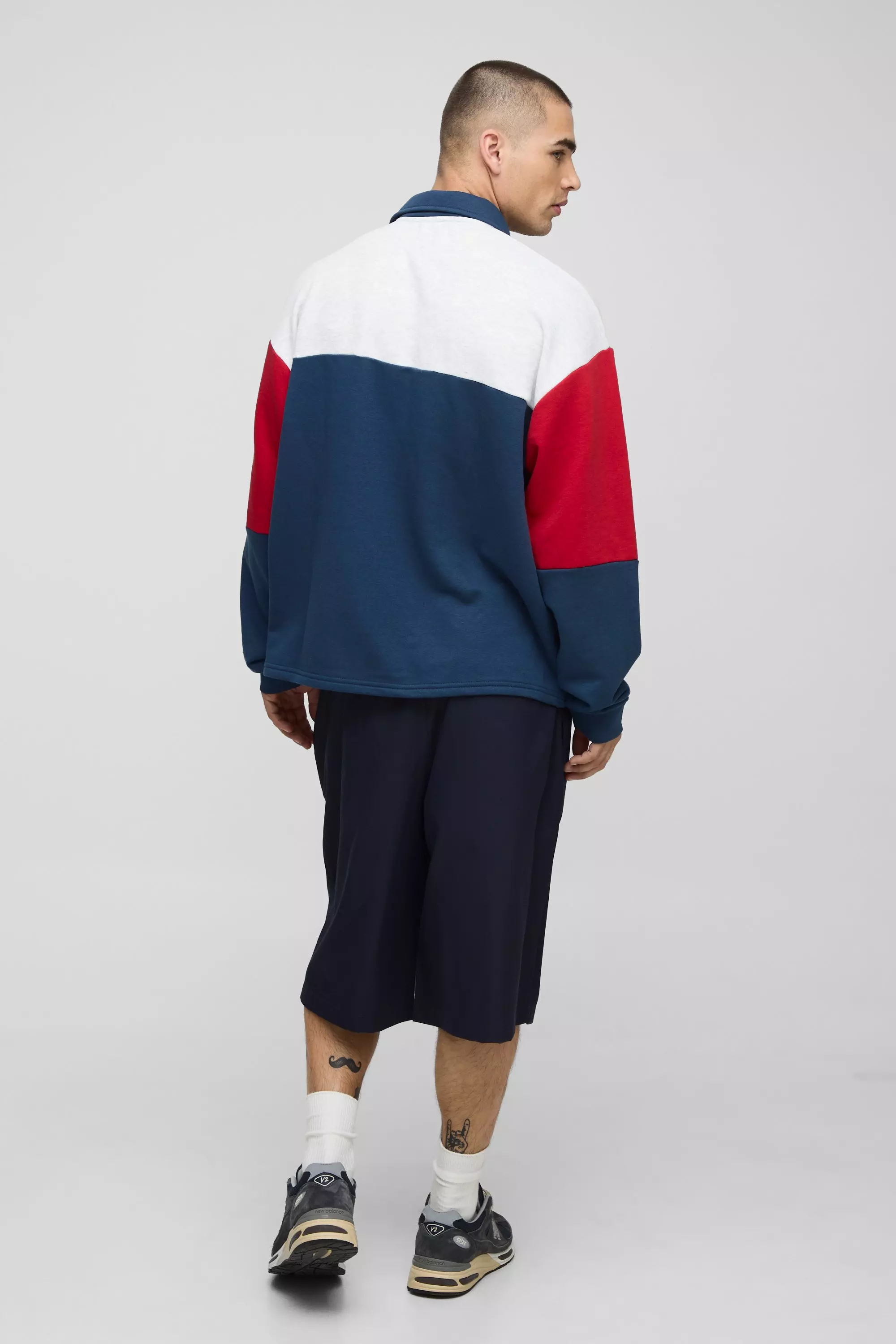 Polo de rugby oversize color block - MAN, Navy autre image