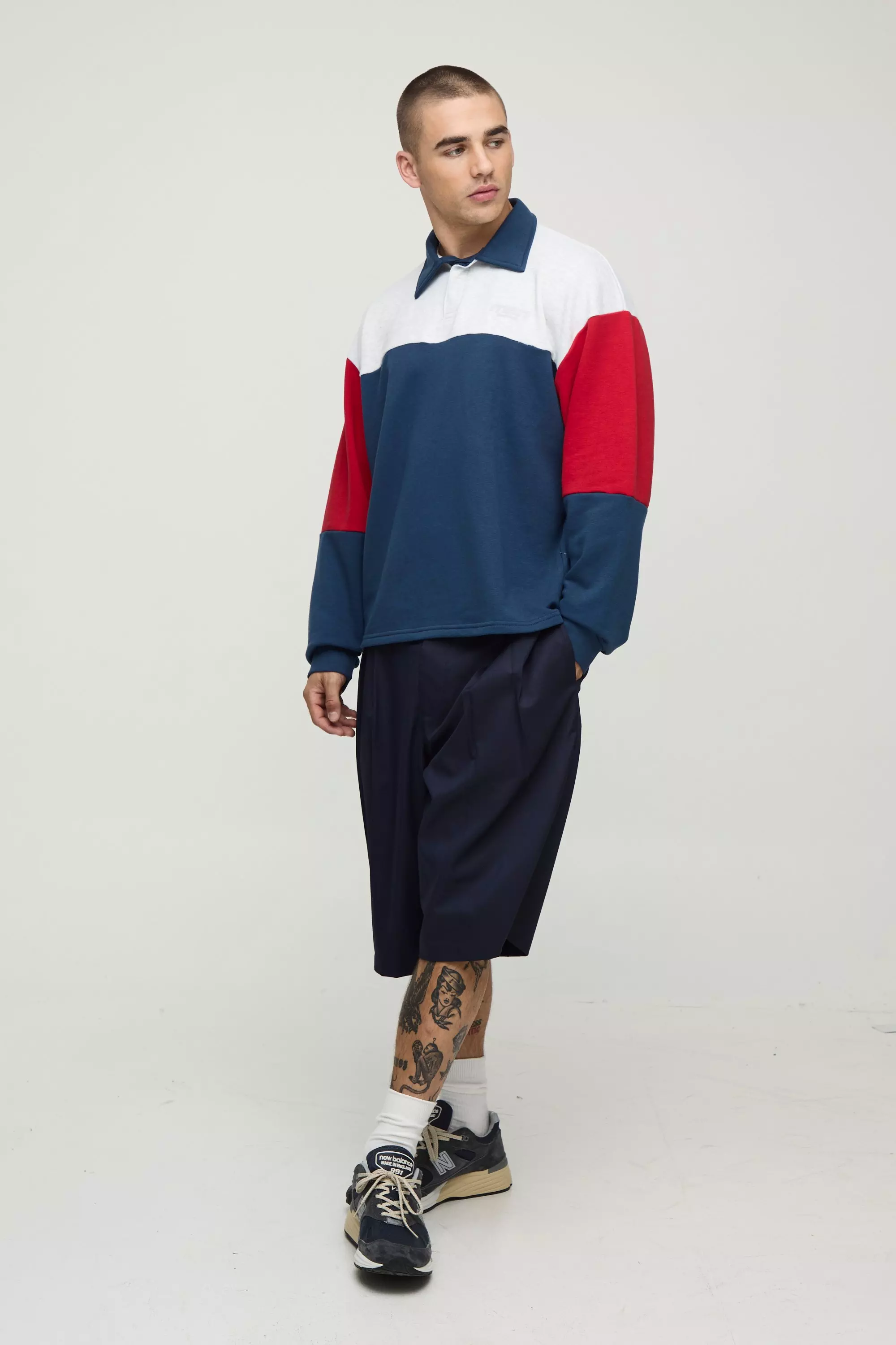 Polo de rugby oversize color block - MAN, Navy autre image