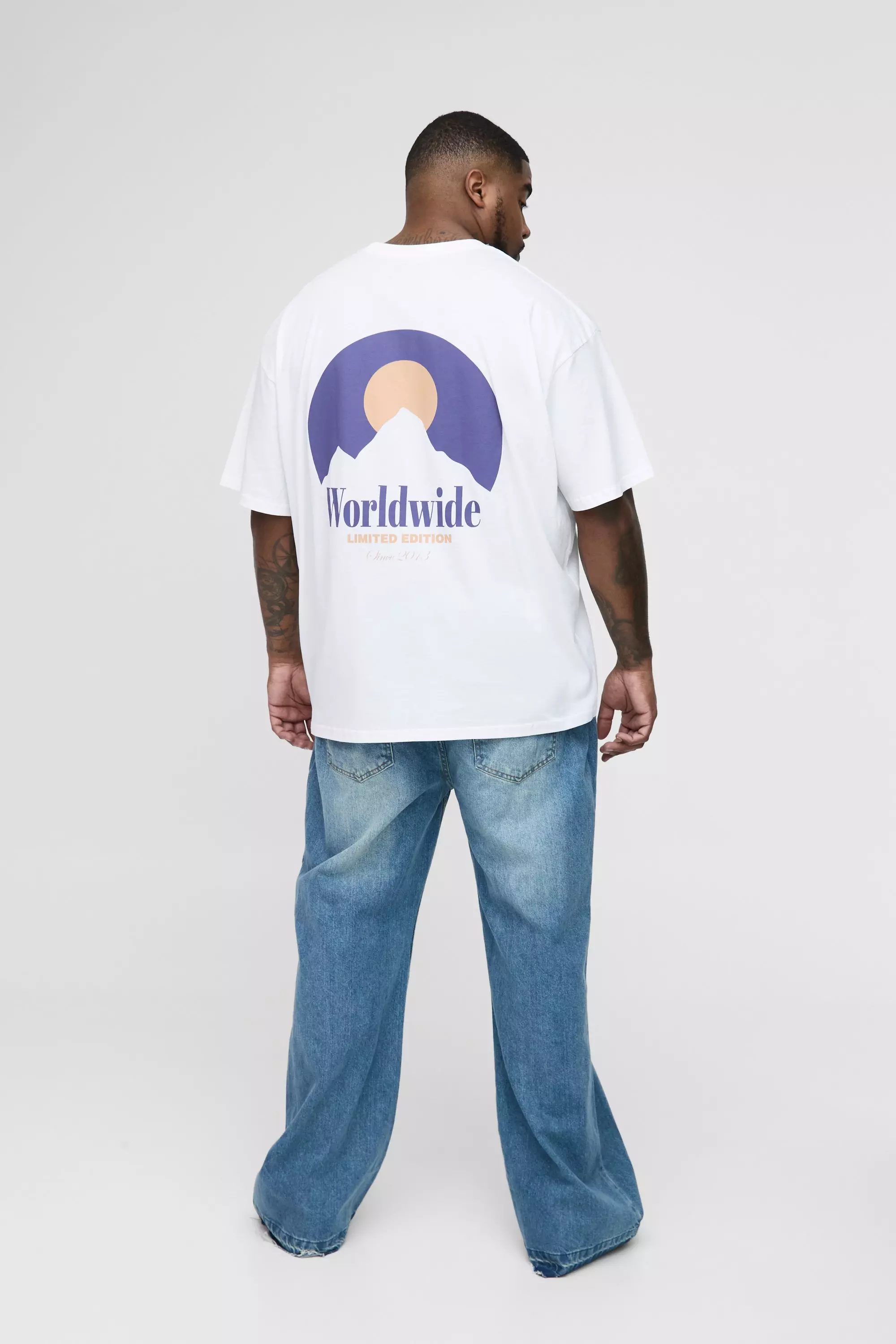White Plus Oversized Worldwide Landscape Print T-Shirt alternative image