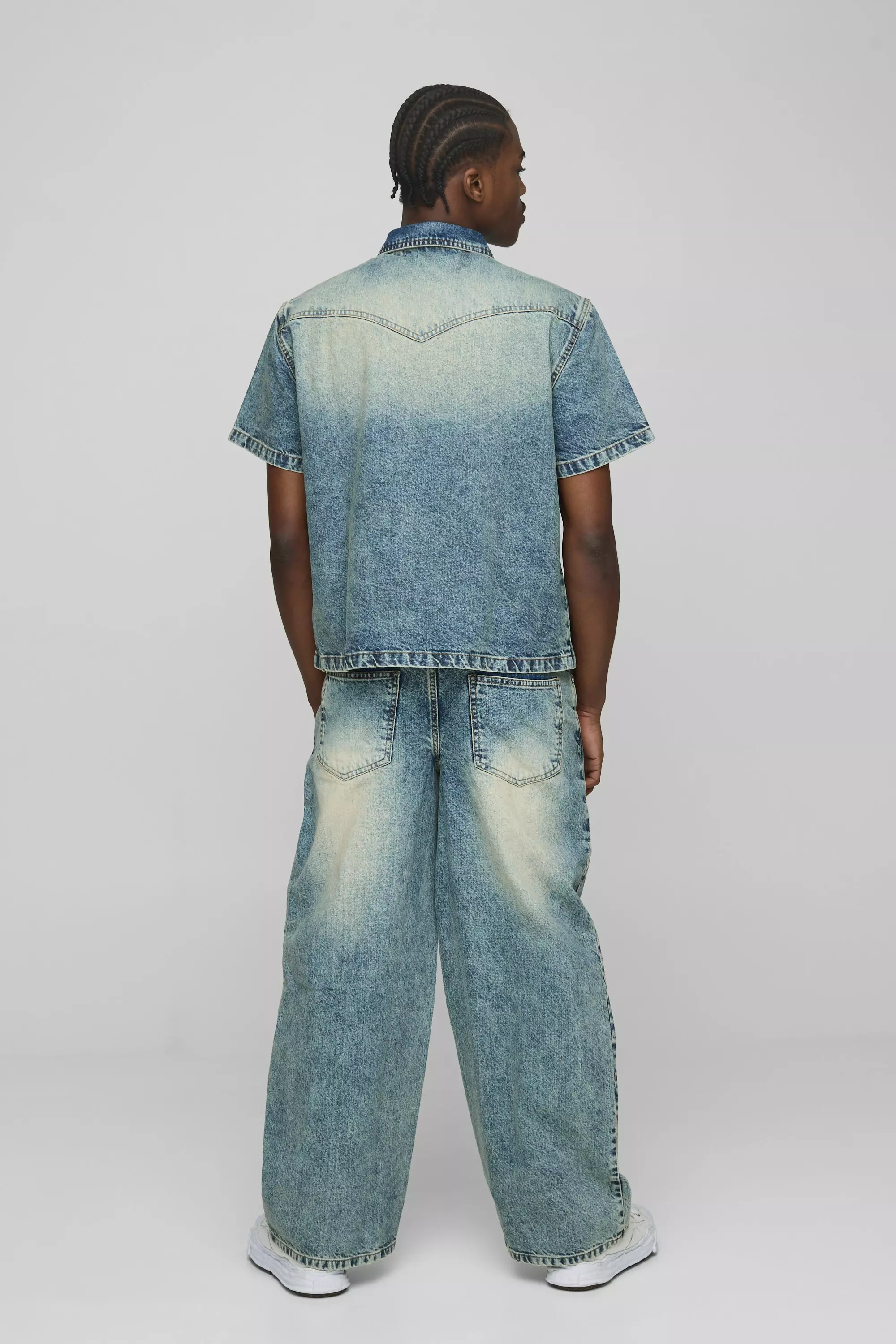 Rigid Baggy Fit Washed Jeans | boohooMAN USA