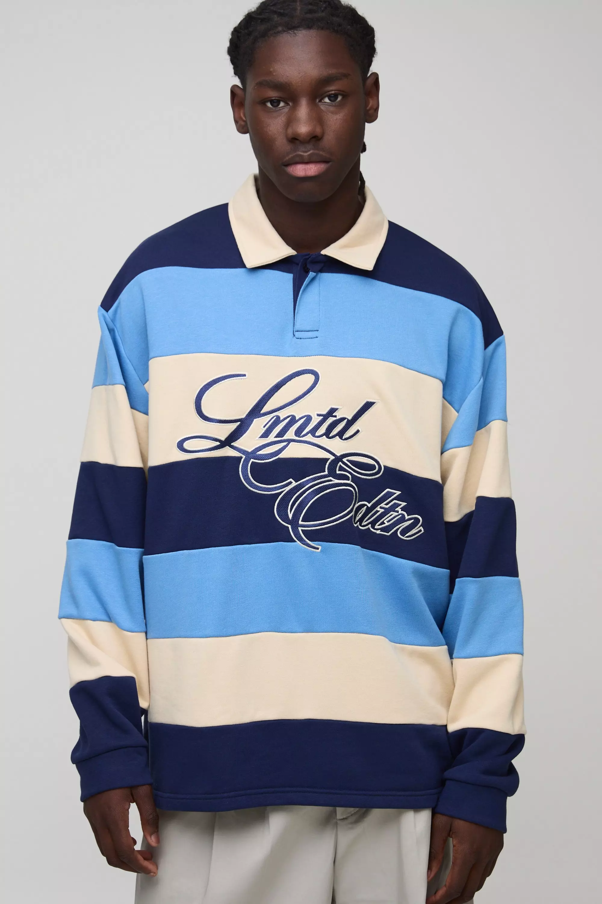 Gestreiftes Oversize Rugby-Poloshirt, Blue alternatives Bild