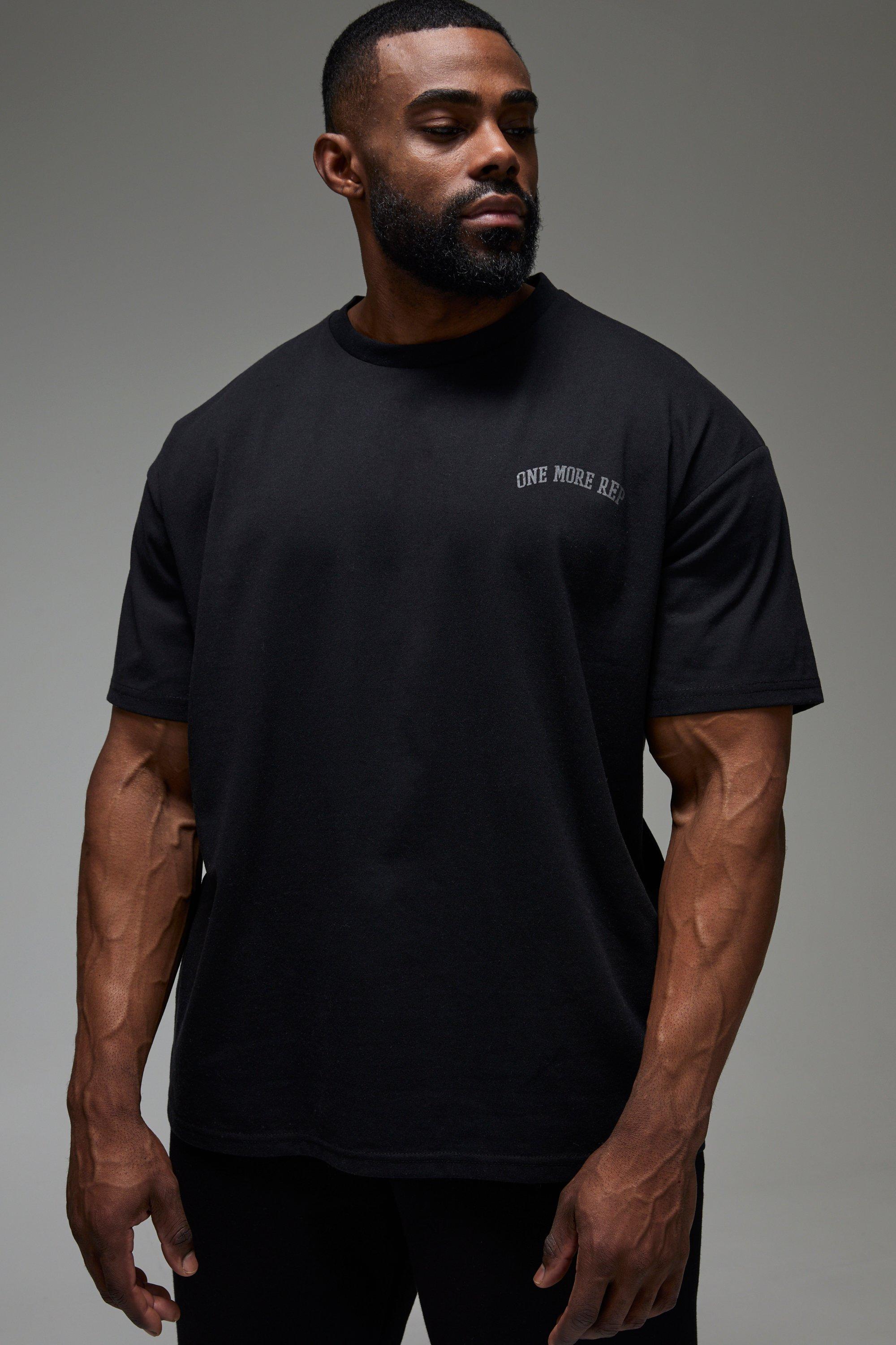 Man Active One More Rep Embossed Oversized T-shirt | boohooMAN USA