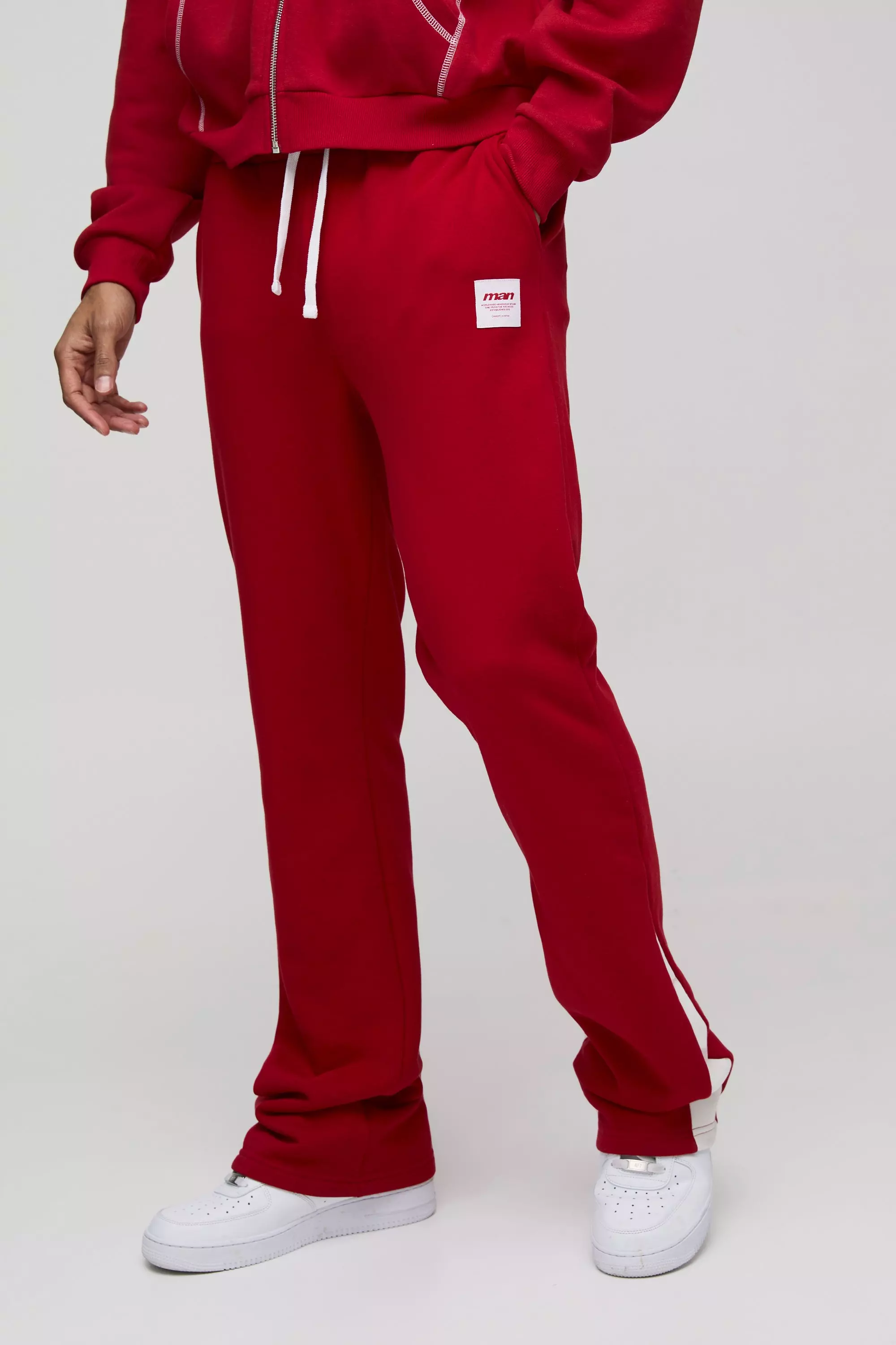 Red Slim Fit Flare Stacked Woven Tab Gusset Jogger alternative image