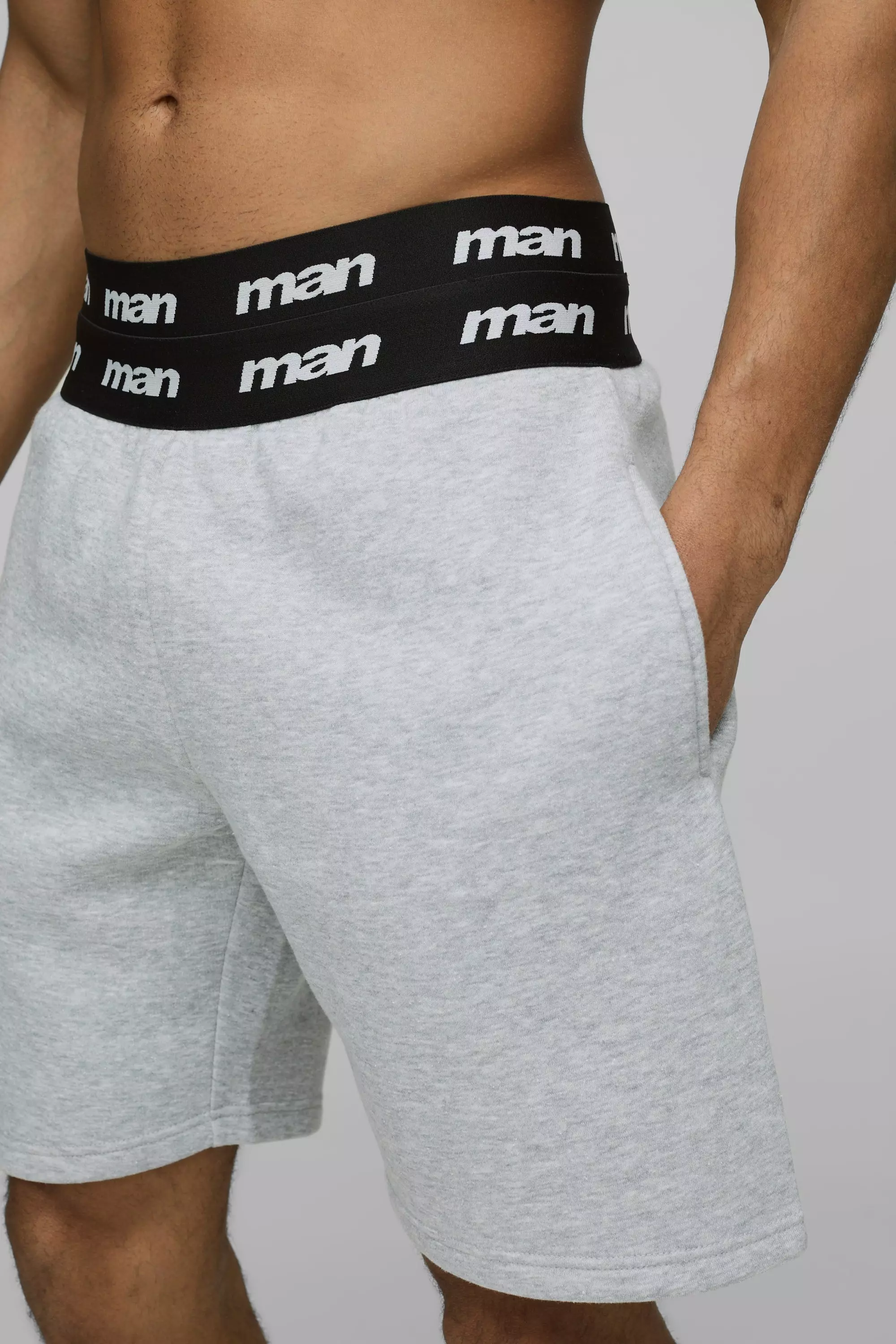 Short large à double taille - MAN, Grey marl autre image