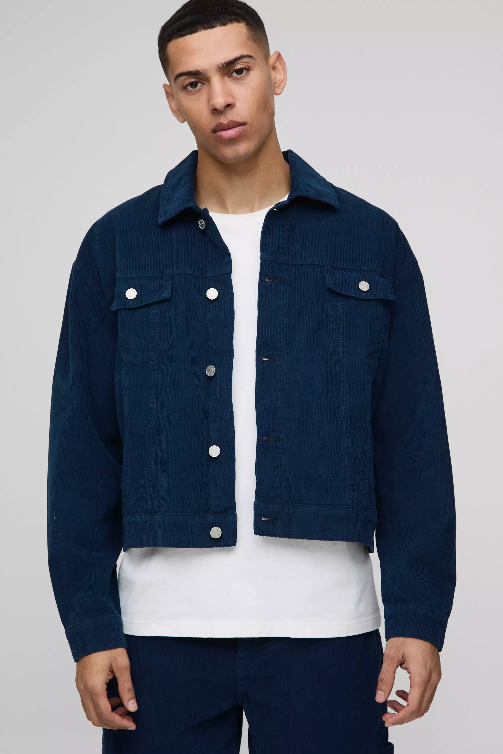 Navy Boxy Navy Cord Jacket