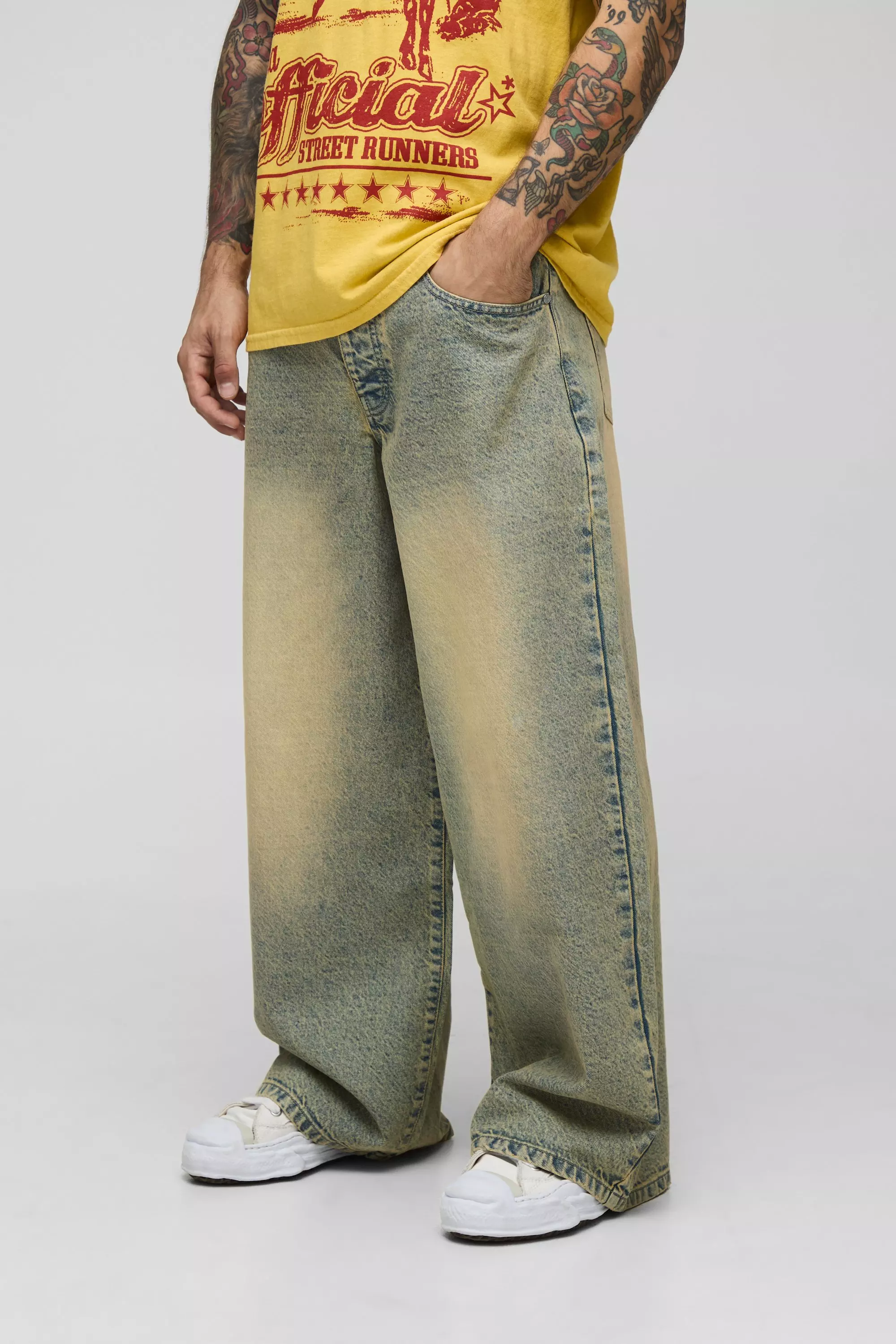 Extreme Baggy Rigid Antique Tinted Washed Jeans | boohooMAN USA
