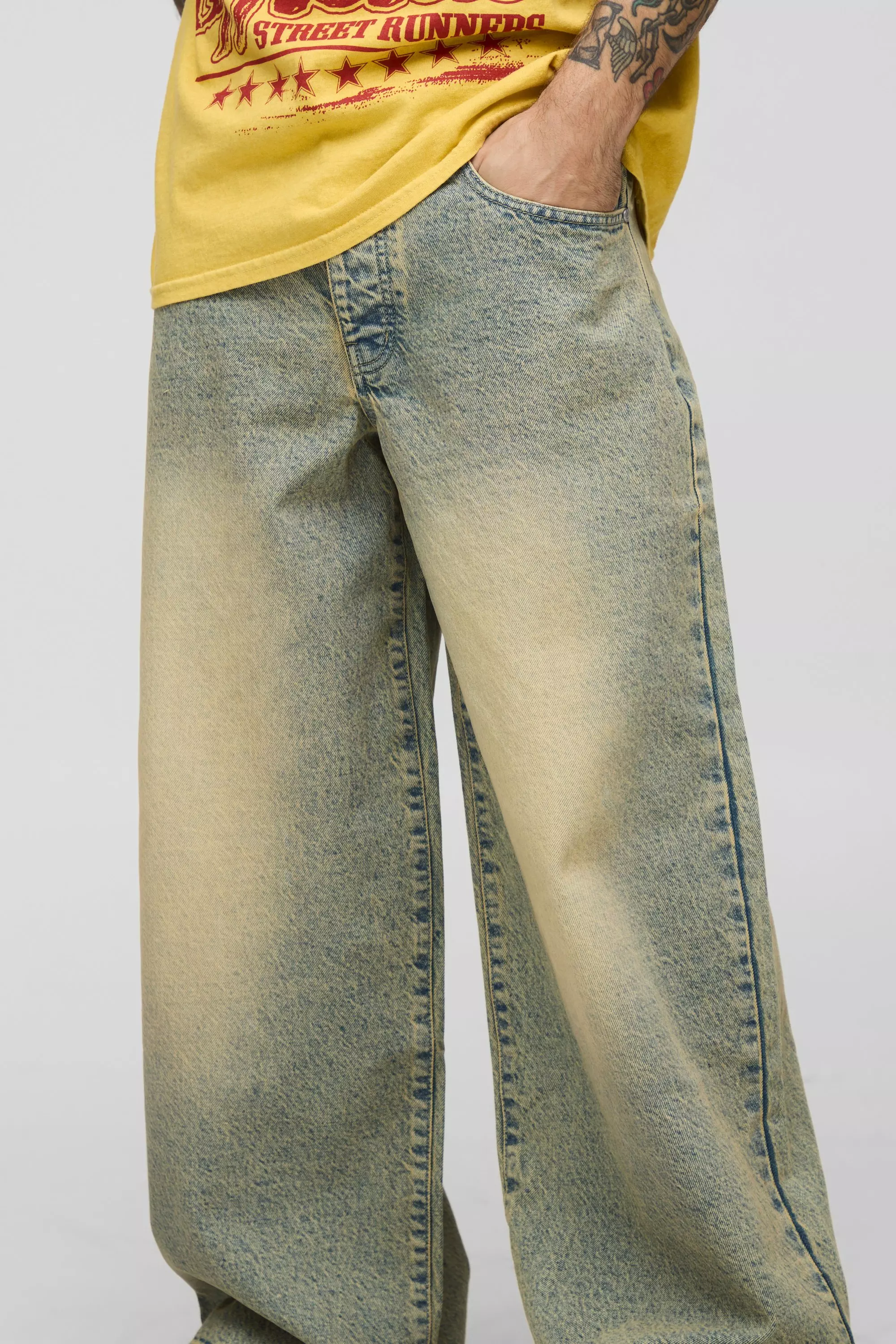 Extreme Baggy Rigid Antique Tinted Washed Jeans | boohooMAN USA