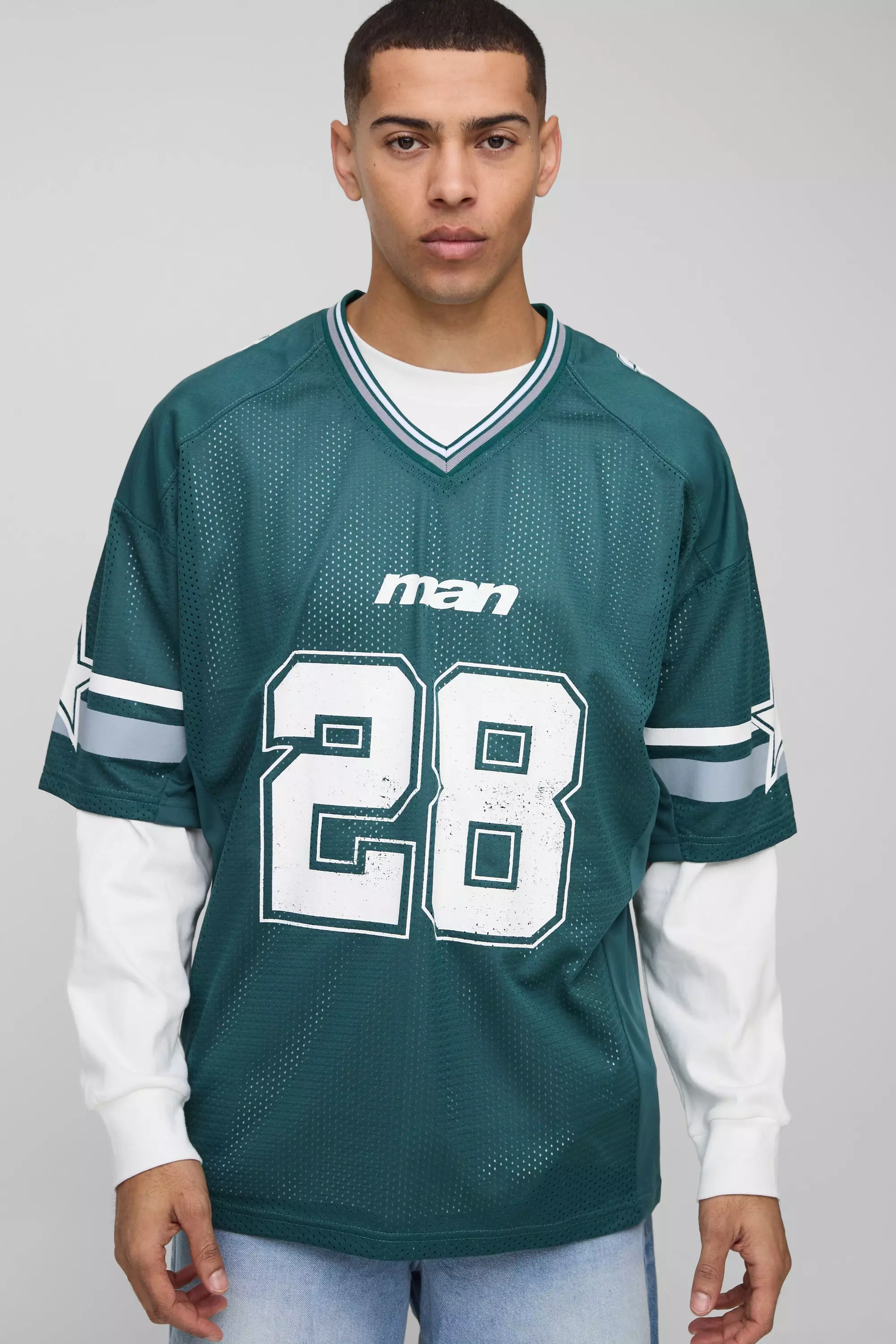 Forest Oversized Man V Neck Mesh Sports Top alternative image