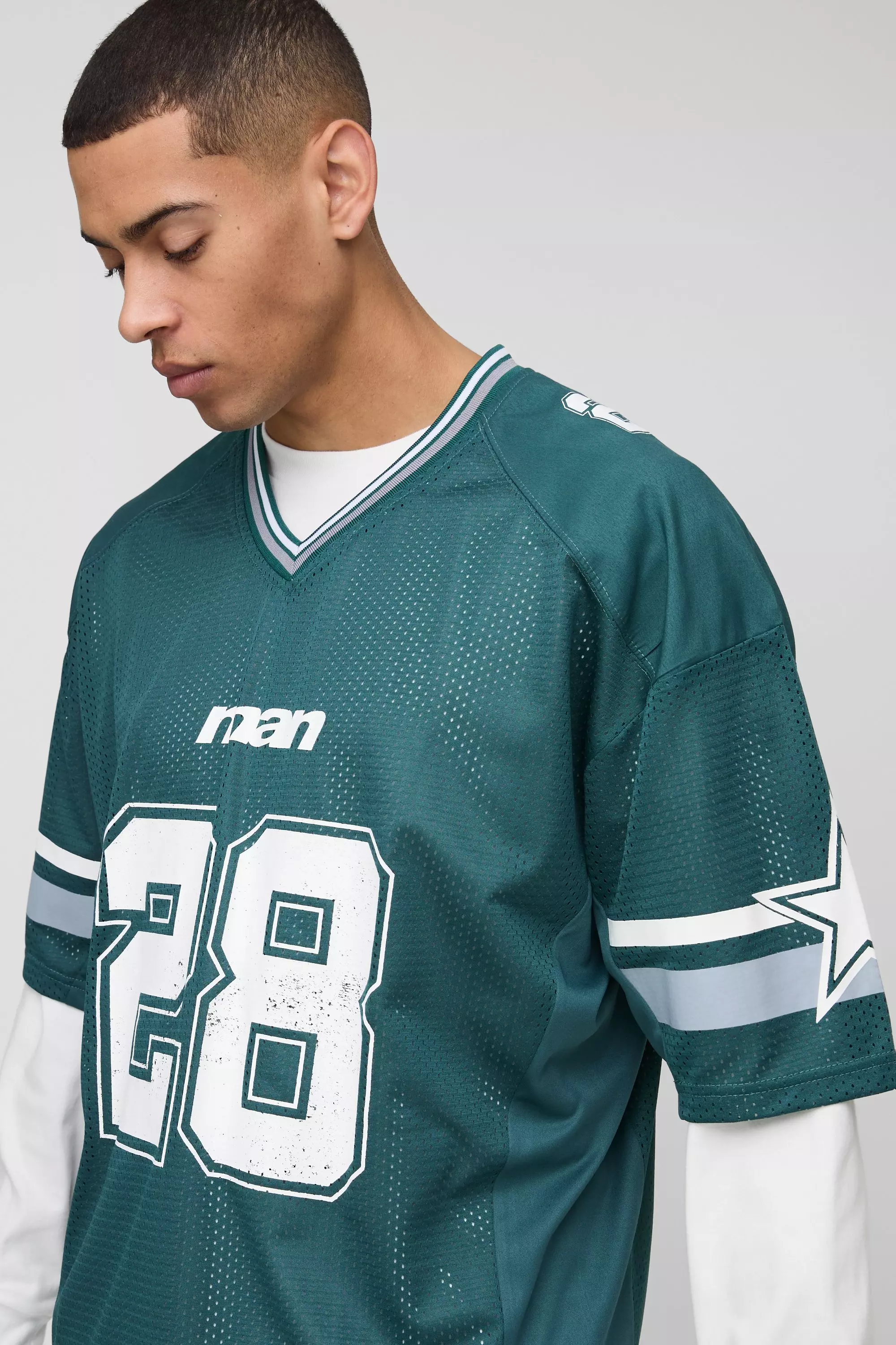Forest Oversized Man V Neck Mesh Sports Top alternative image