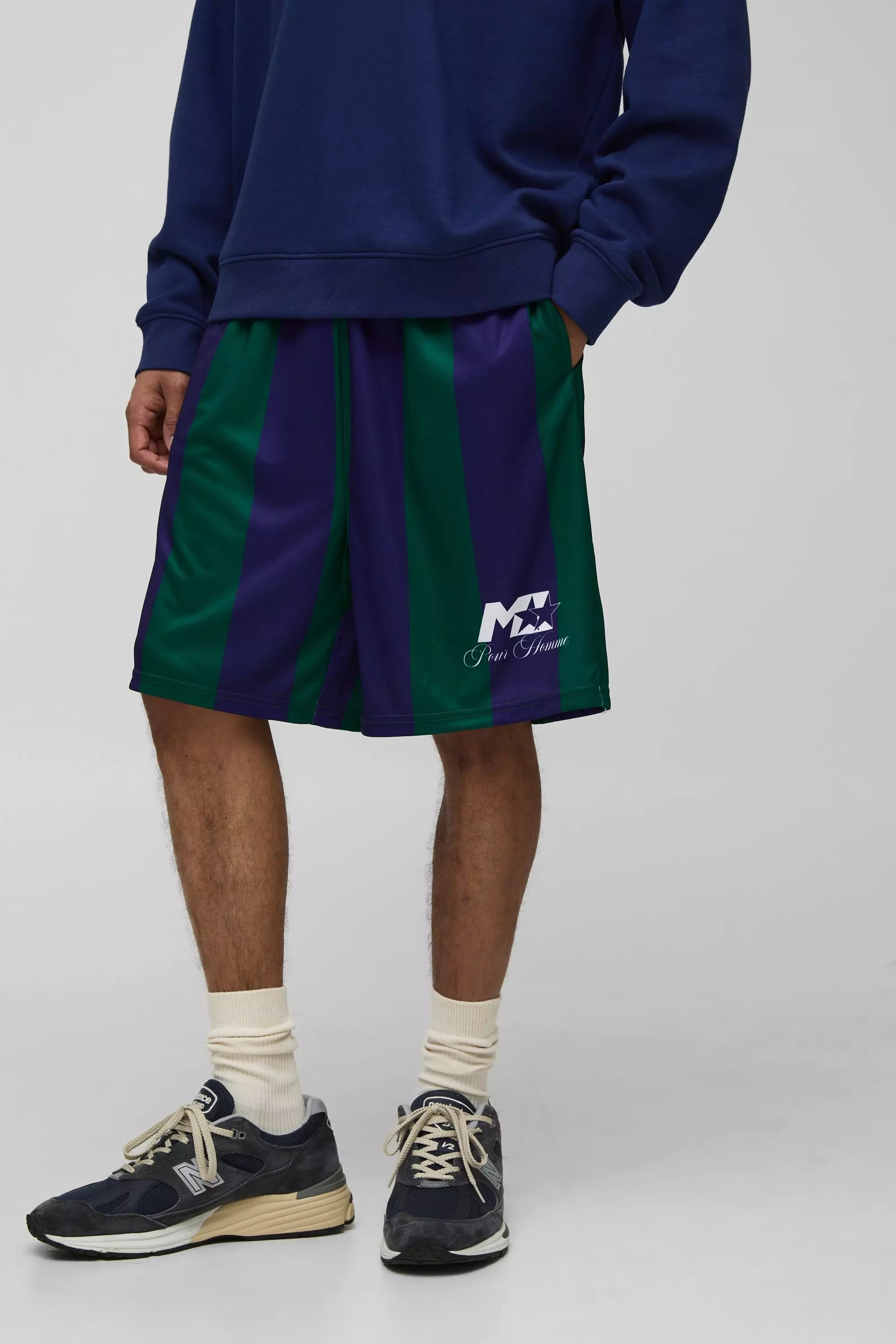 Short de sport mi-long à rayures, Green autre image