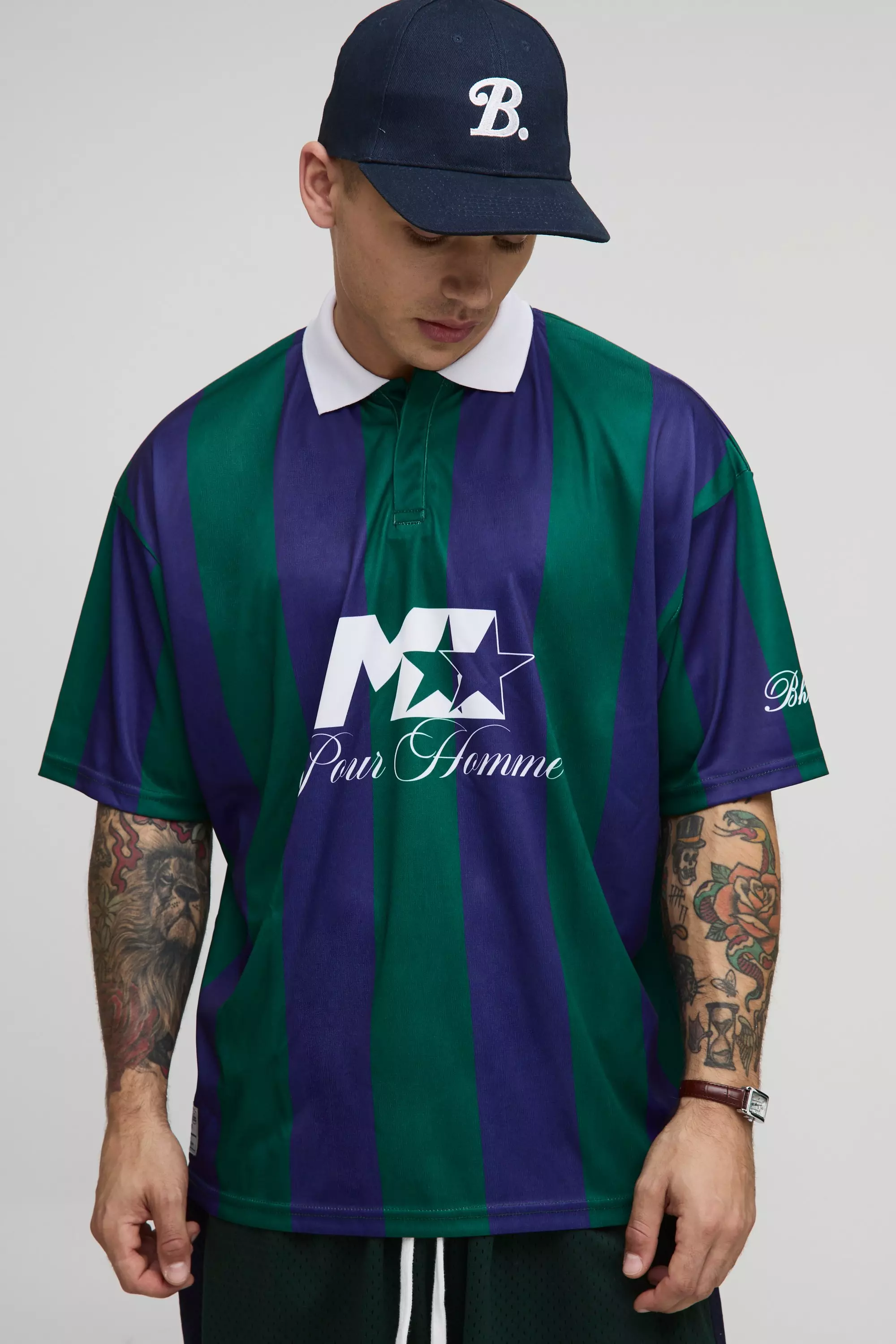Oversize Homme Sport-Top mit Streifen, Green alternatives Bild