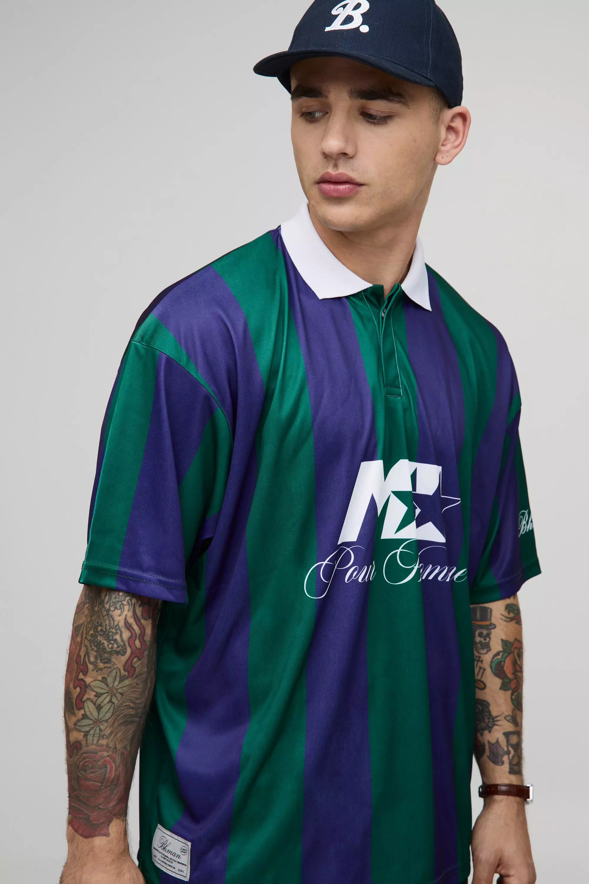 Oversize Homme Sport-Top mit Streifen, Green alternatives Bild