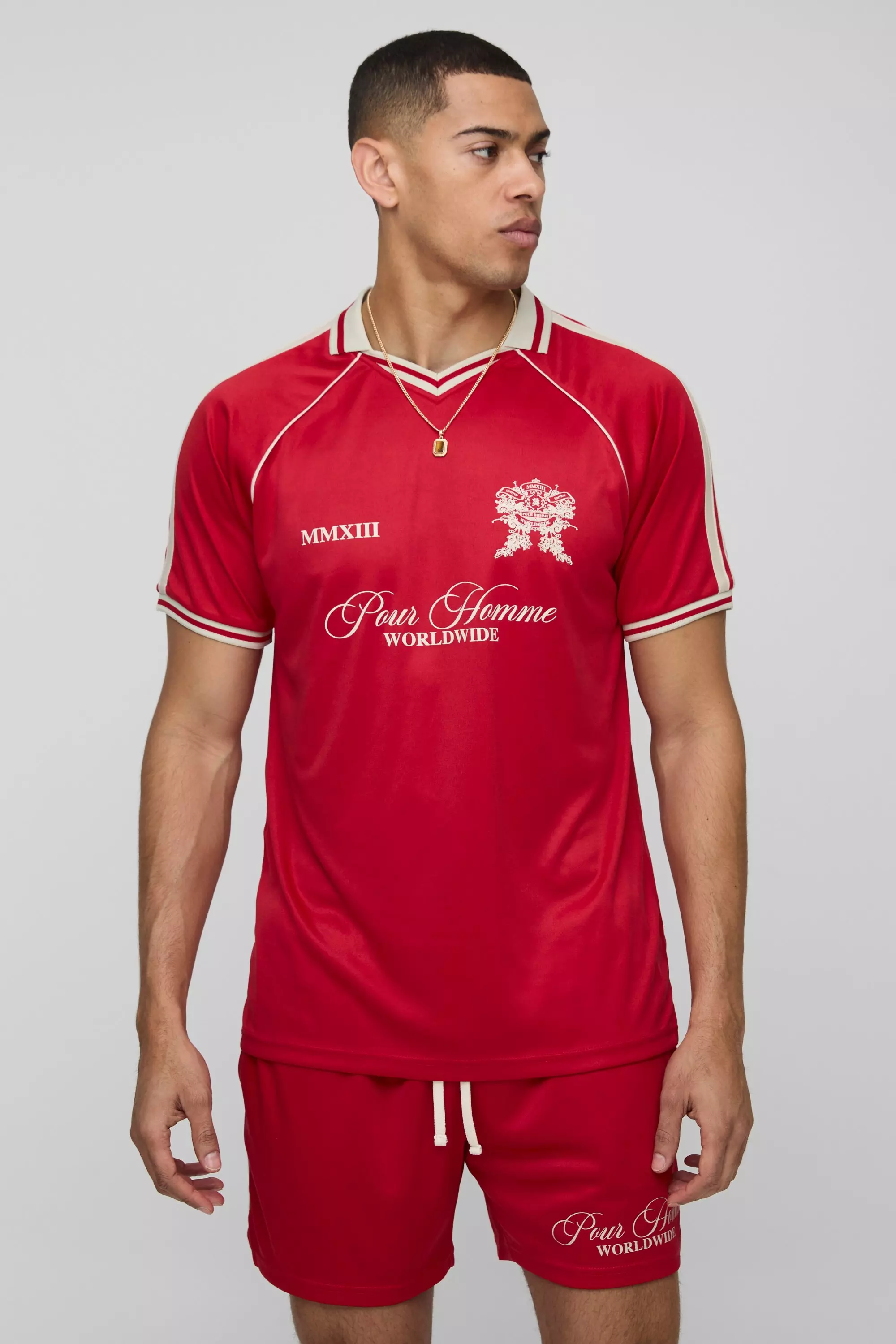 Top sportivo Homme con colletto raglan, Red immagine alternativa