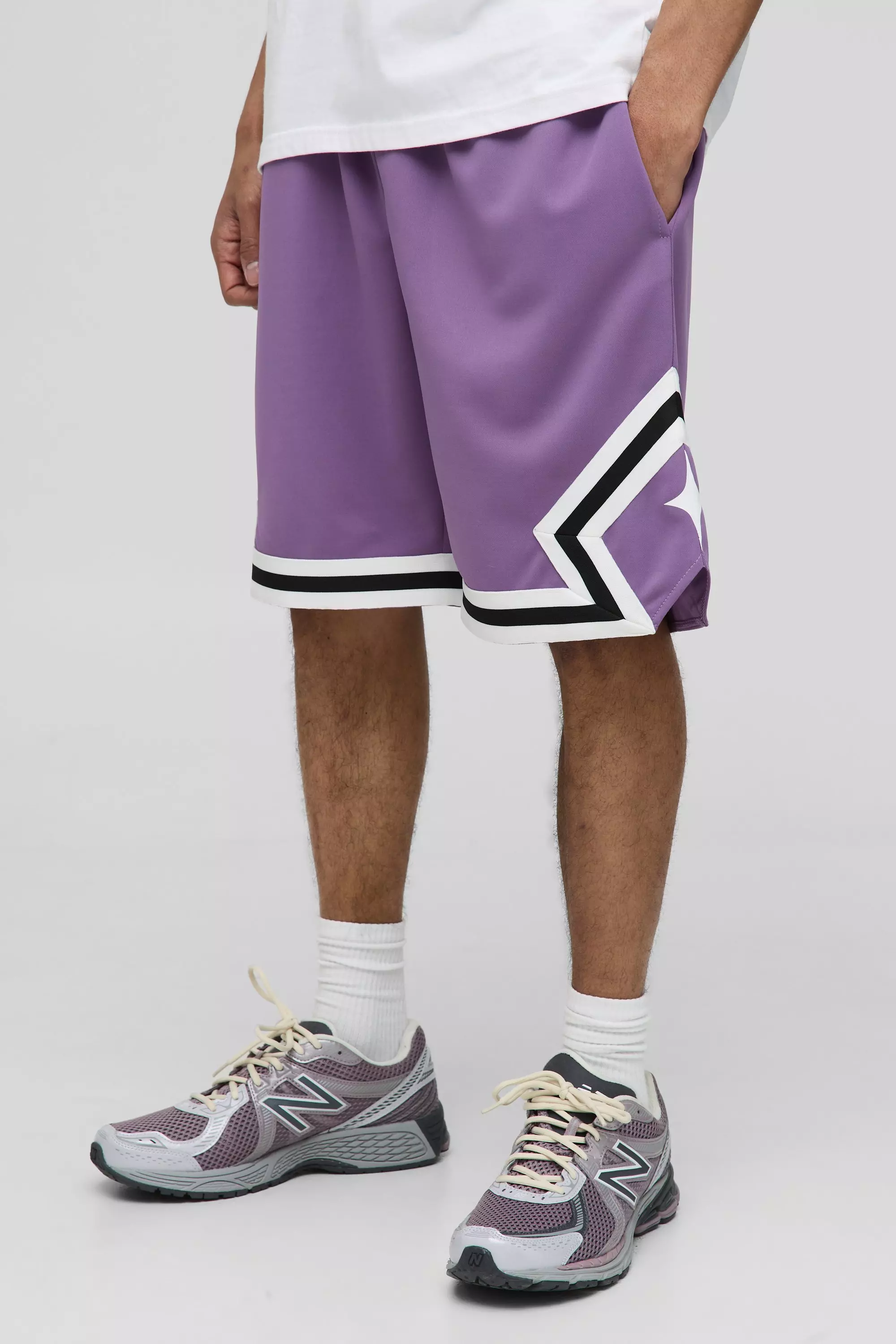 Short de basket mi-long à bandes latérales, Purple autre image