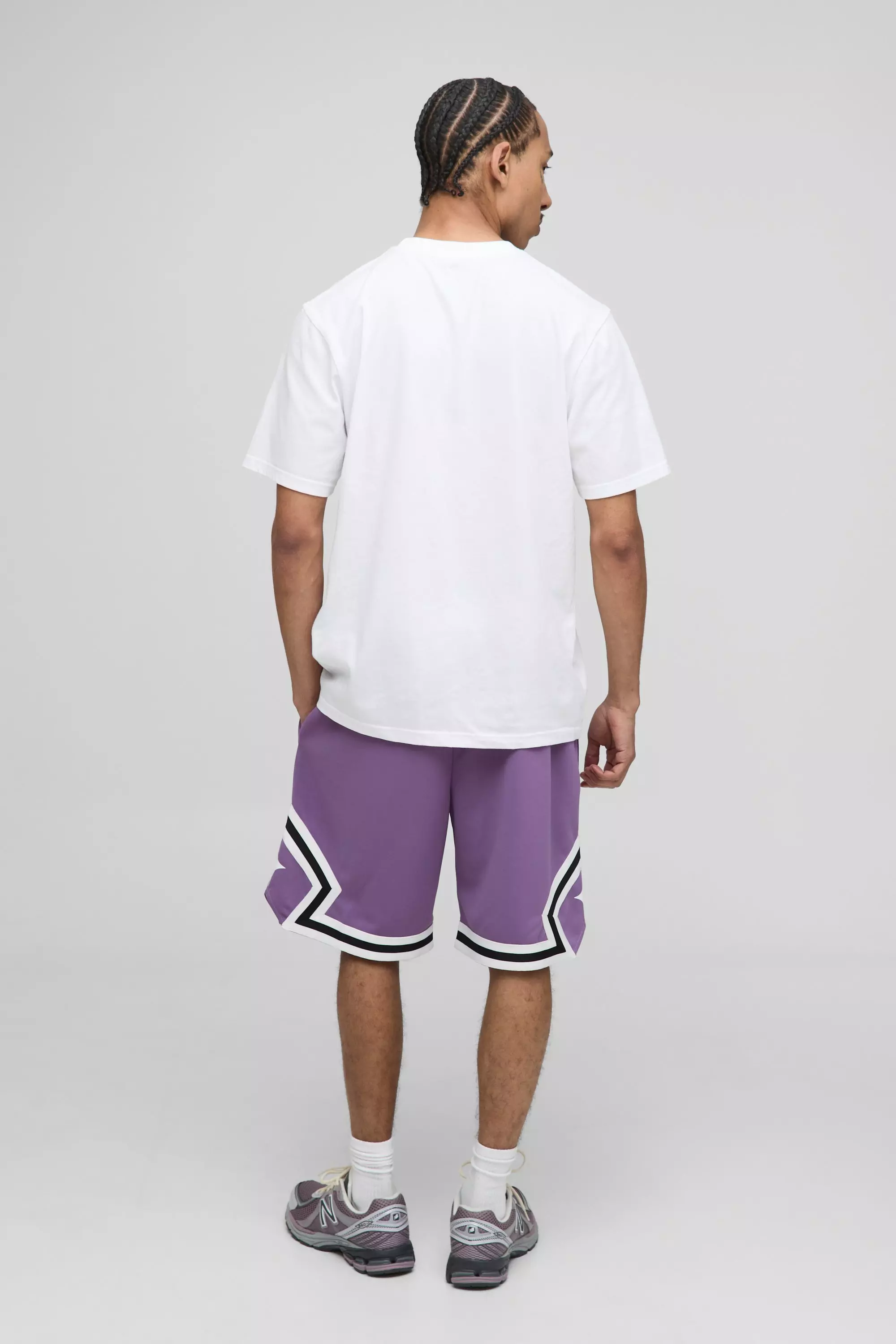 Short de basket mi-long à bandes latérales, Purple autre image