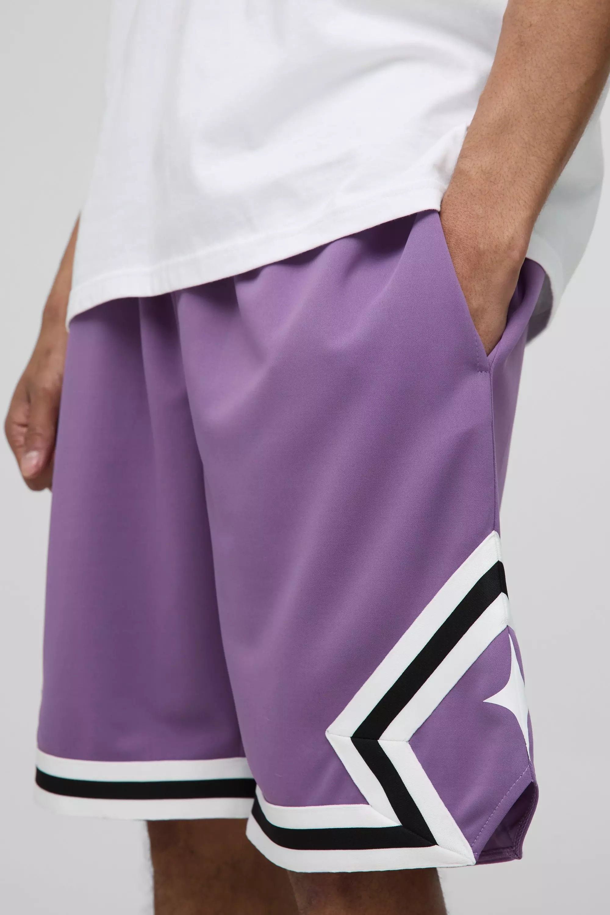 Short de basket mi-long à bandes latérales, Purple autre image