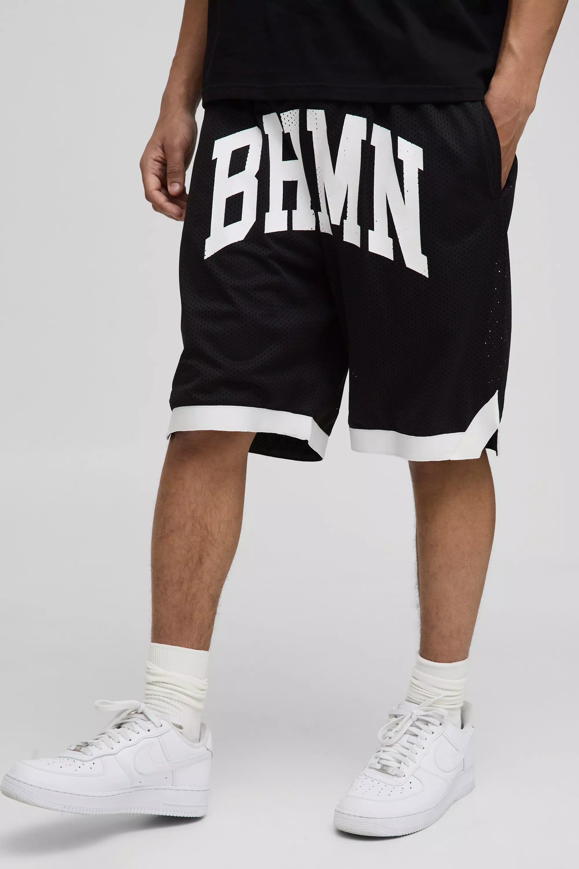 Short de basket mi-long en mesh, Black autre image