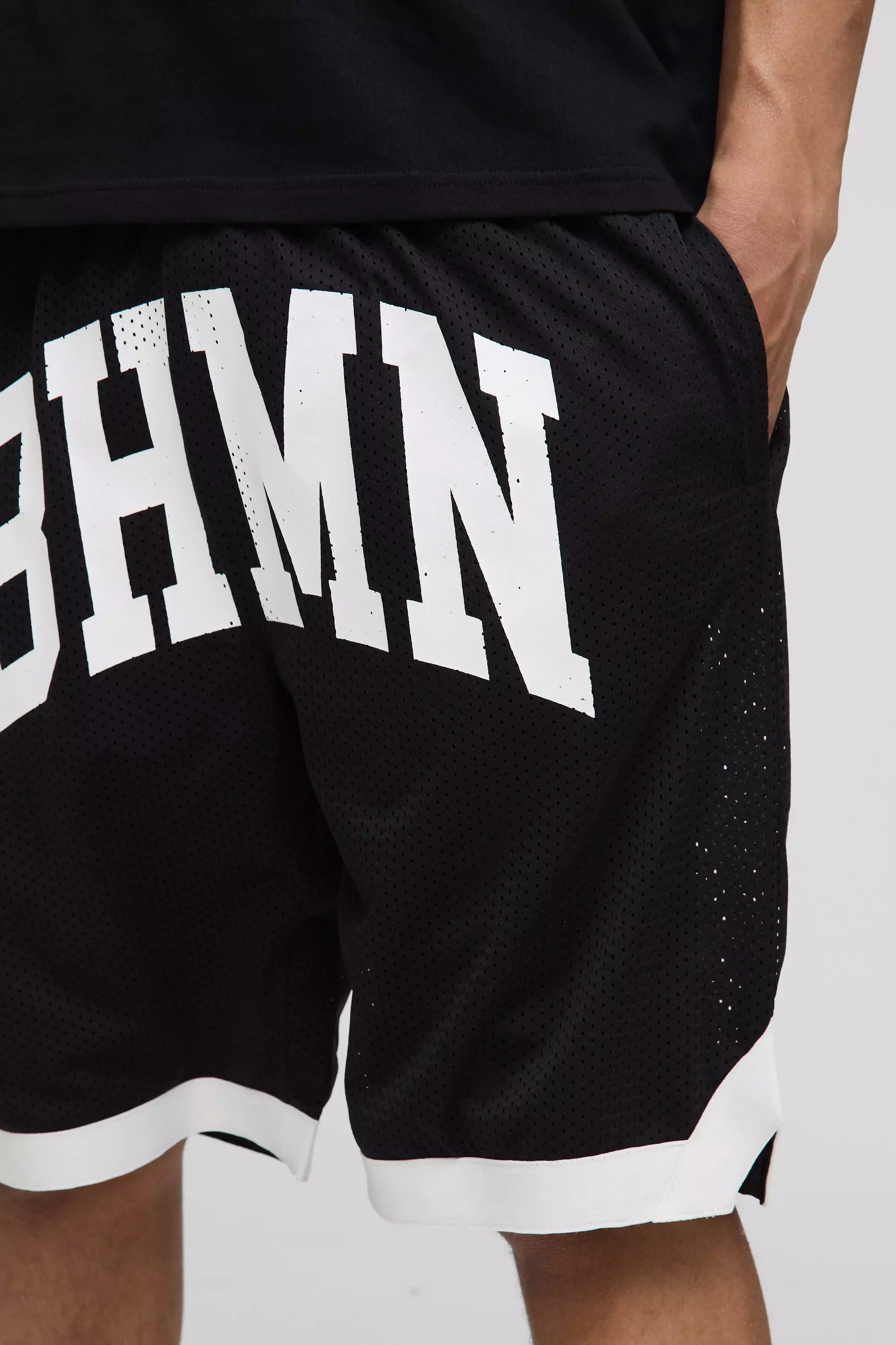 Short de basket mi-long en mesh, Black autre image