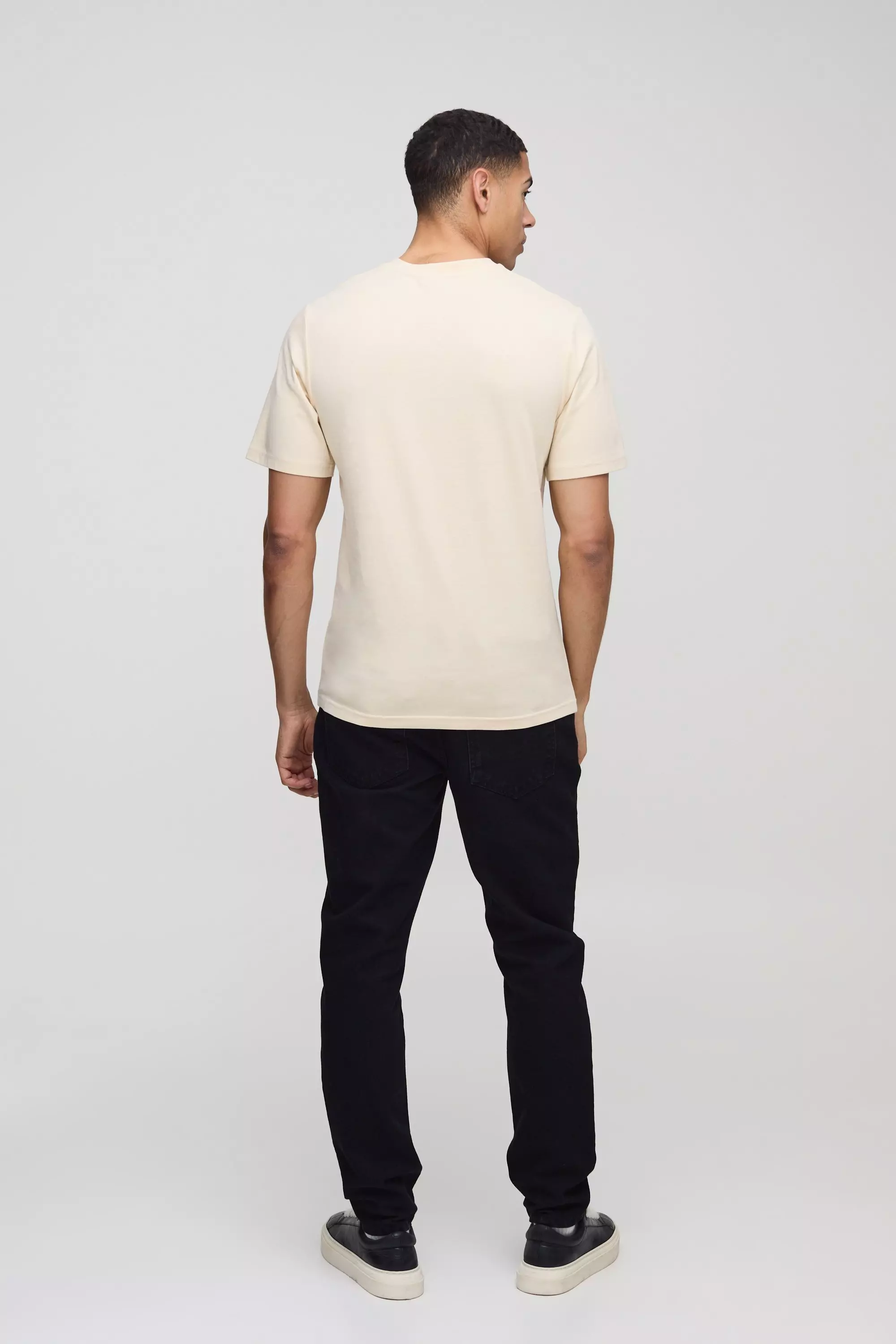 T-Shirt Con Ricamo A Linee A Contrasto E Cuciture, Stone immagine alternativa