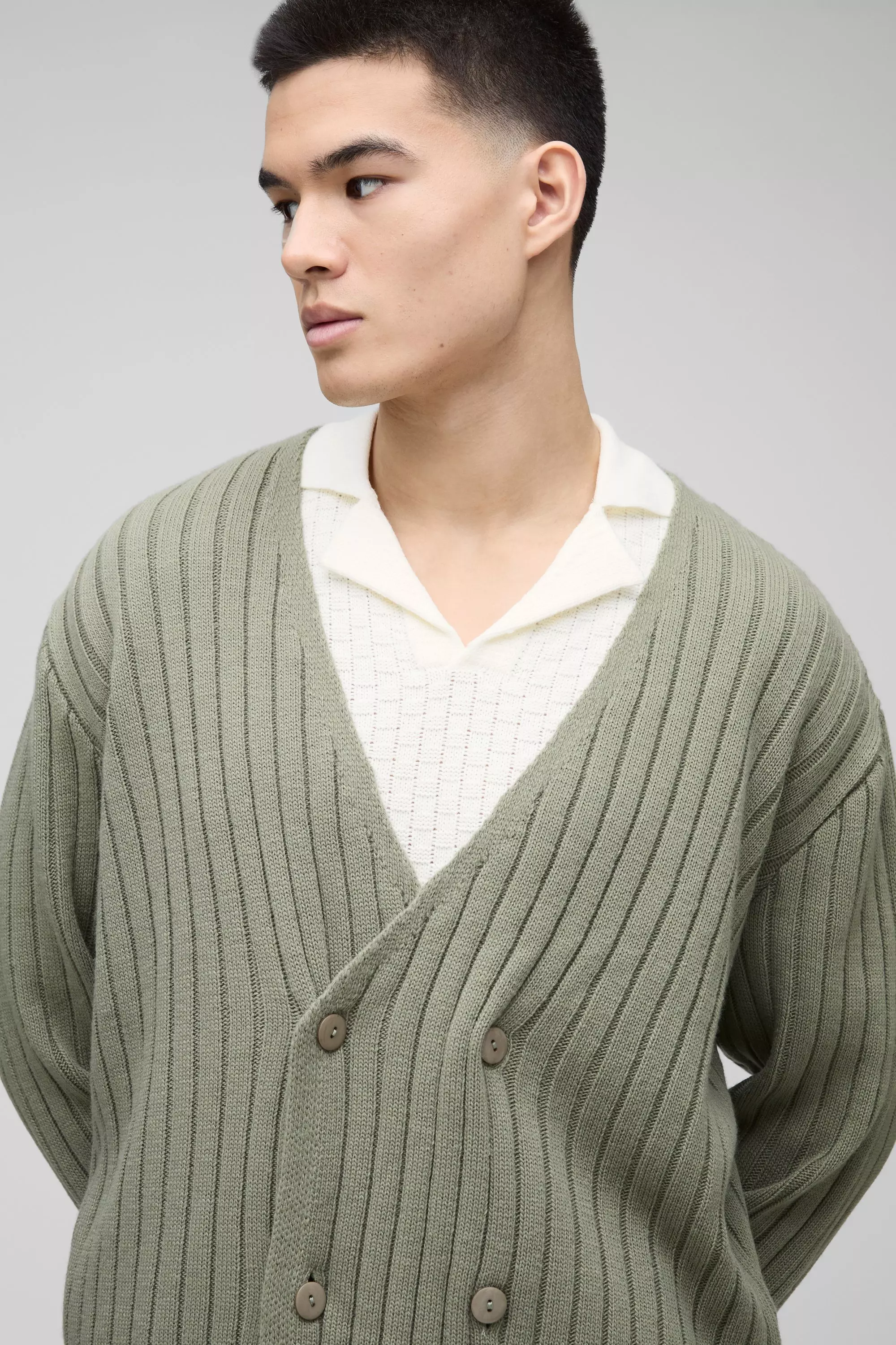 Boxy Wrap Knitted Cardigan | boohooMAN USA