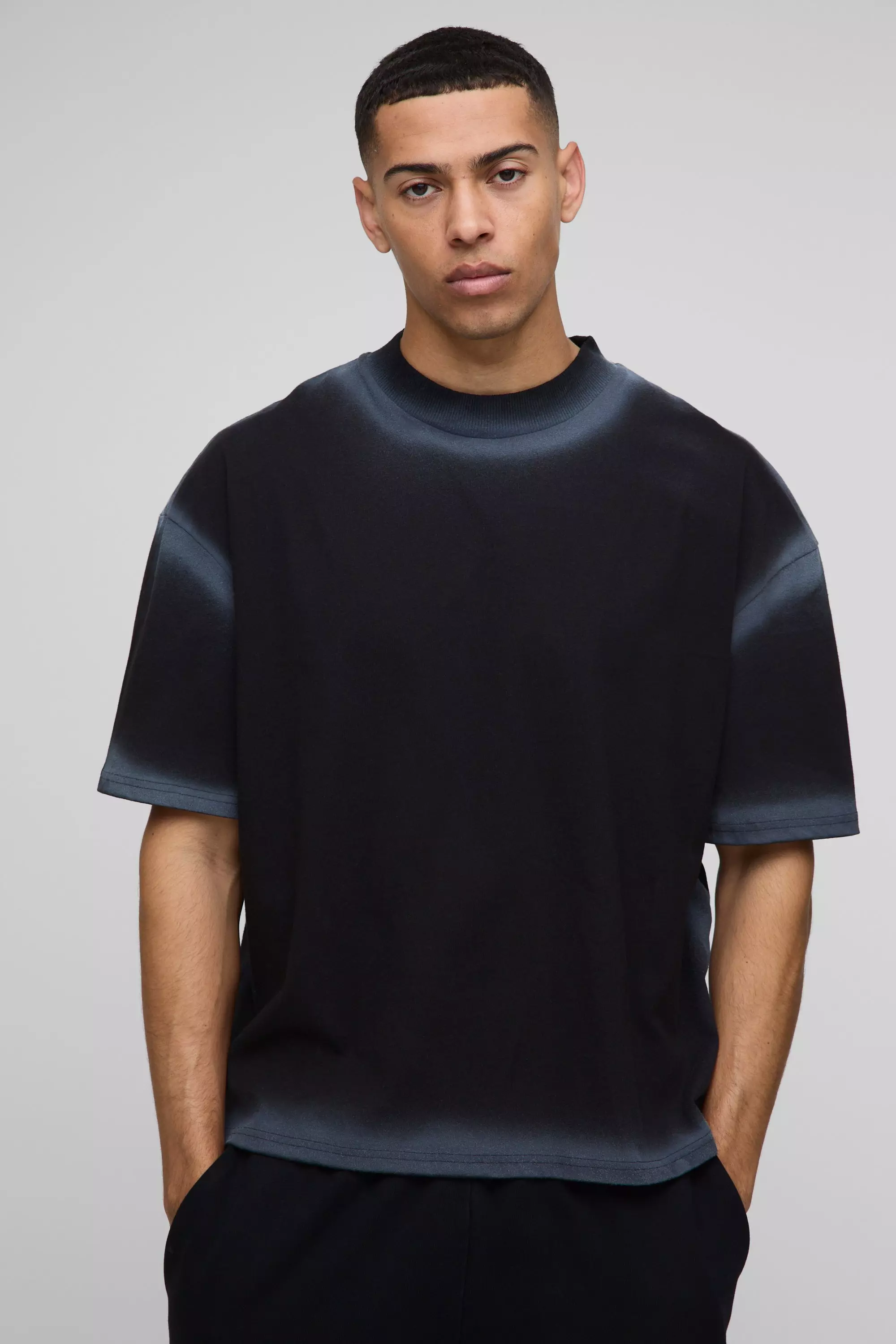 Charcoal Oversized Boxy Washed Seam T-Shirt alternative image