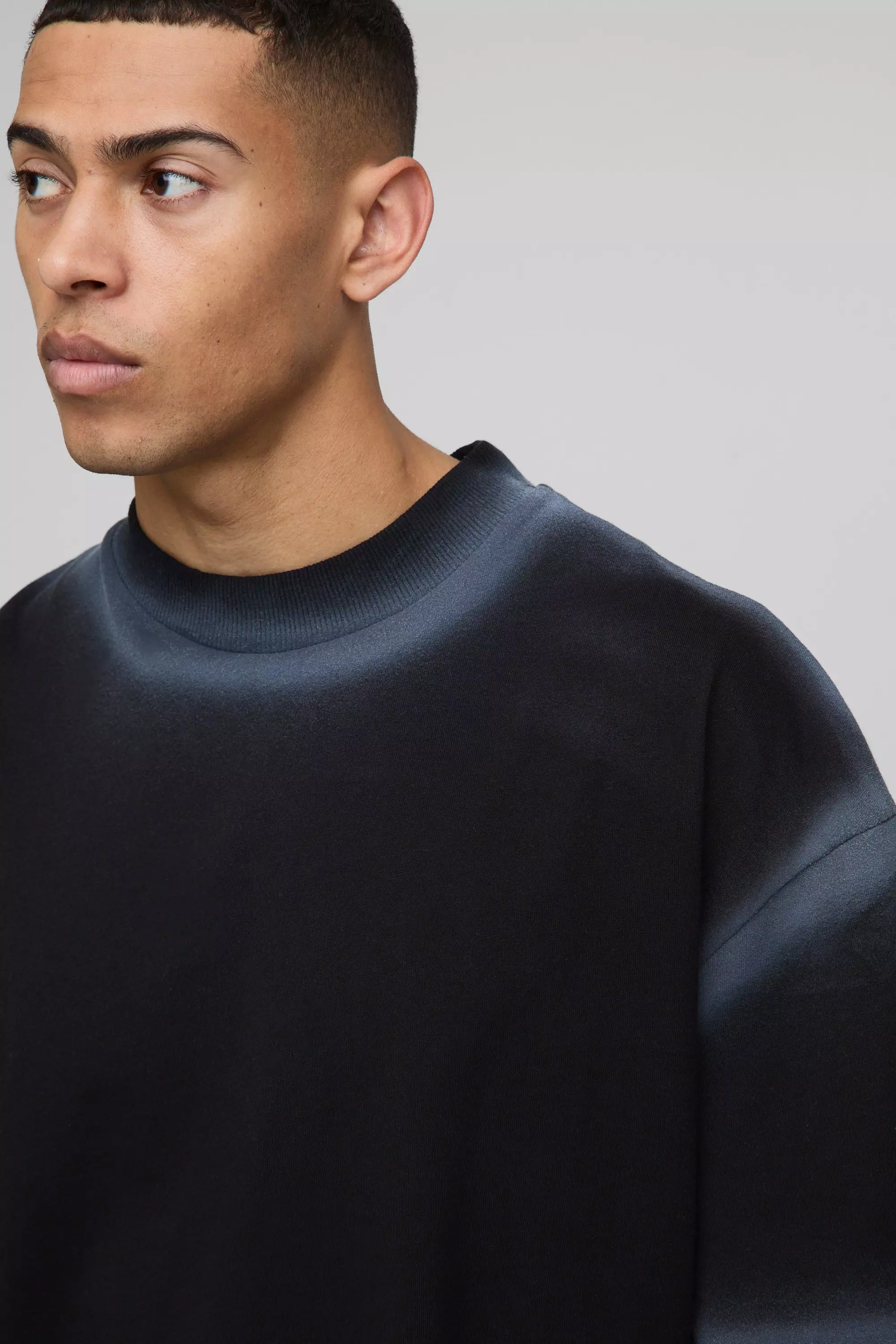 Charcoal Oversized Boxy Washed Seam T-Shirt alternative image