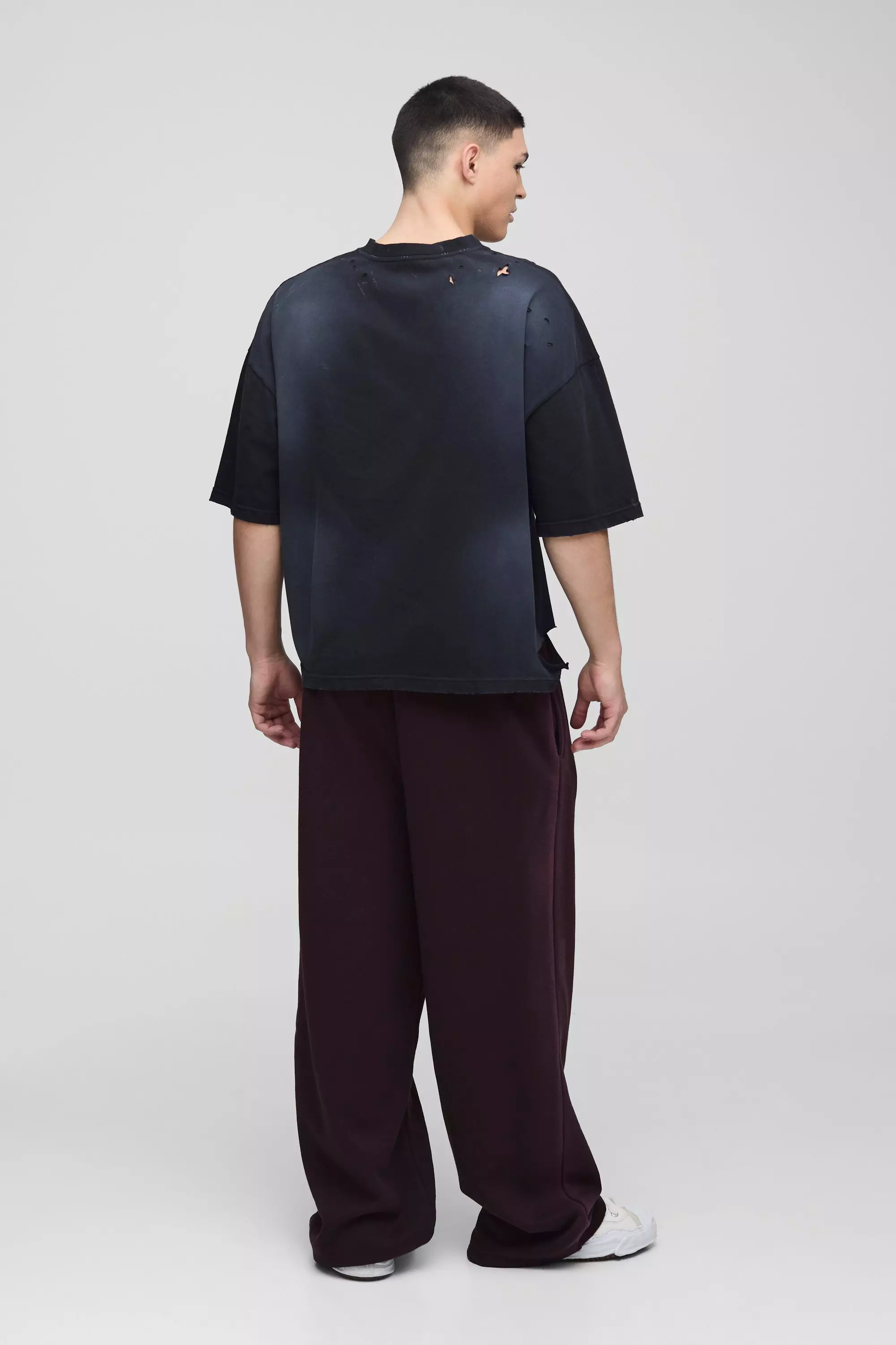 Wide Leg Washed Seam Joggers | boohooMAN USA