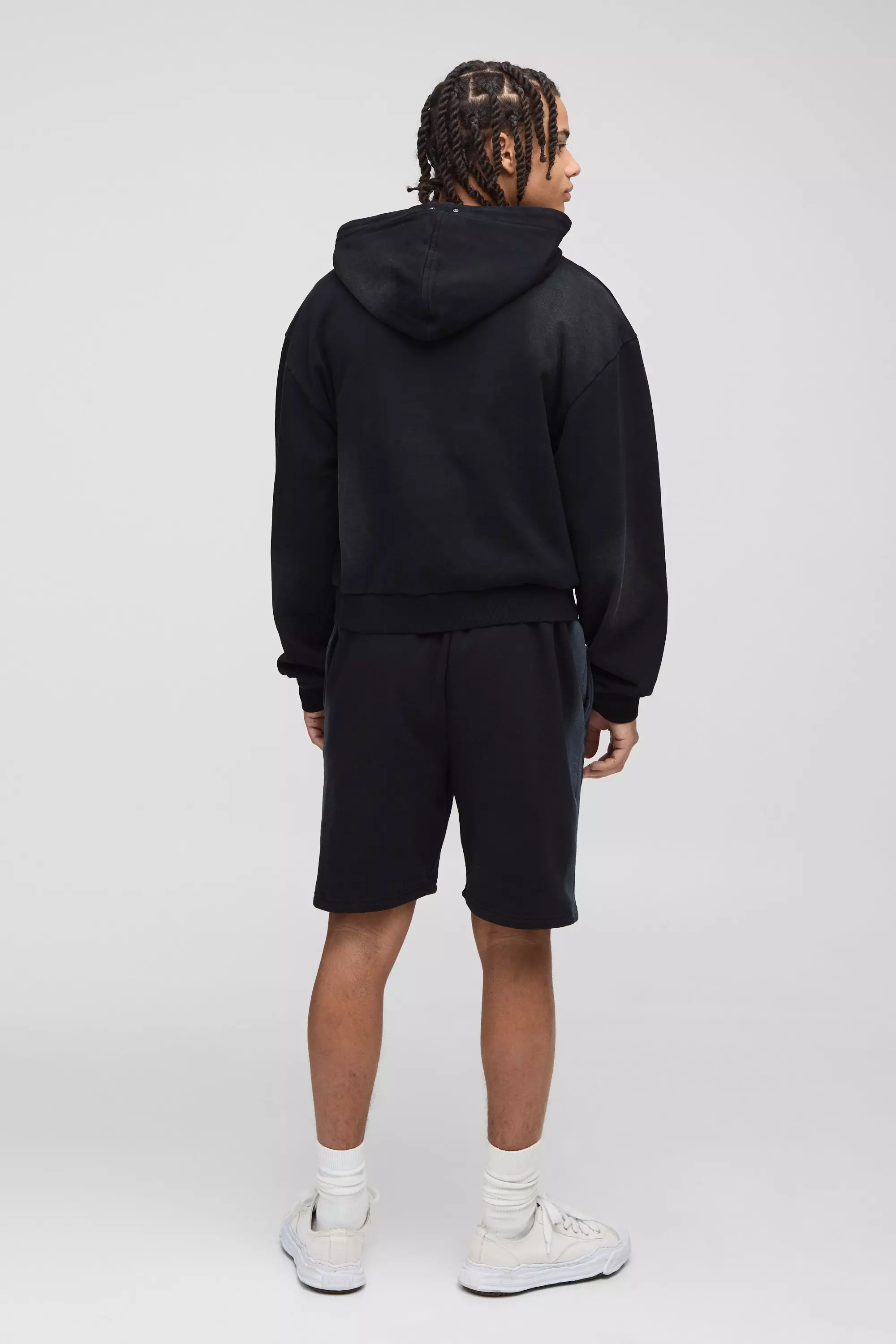 Charcoal Relaxed Mid Length Washed Seam Shorts alternative image