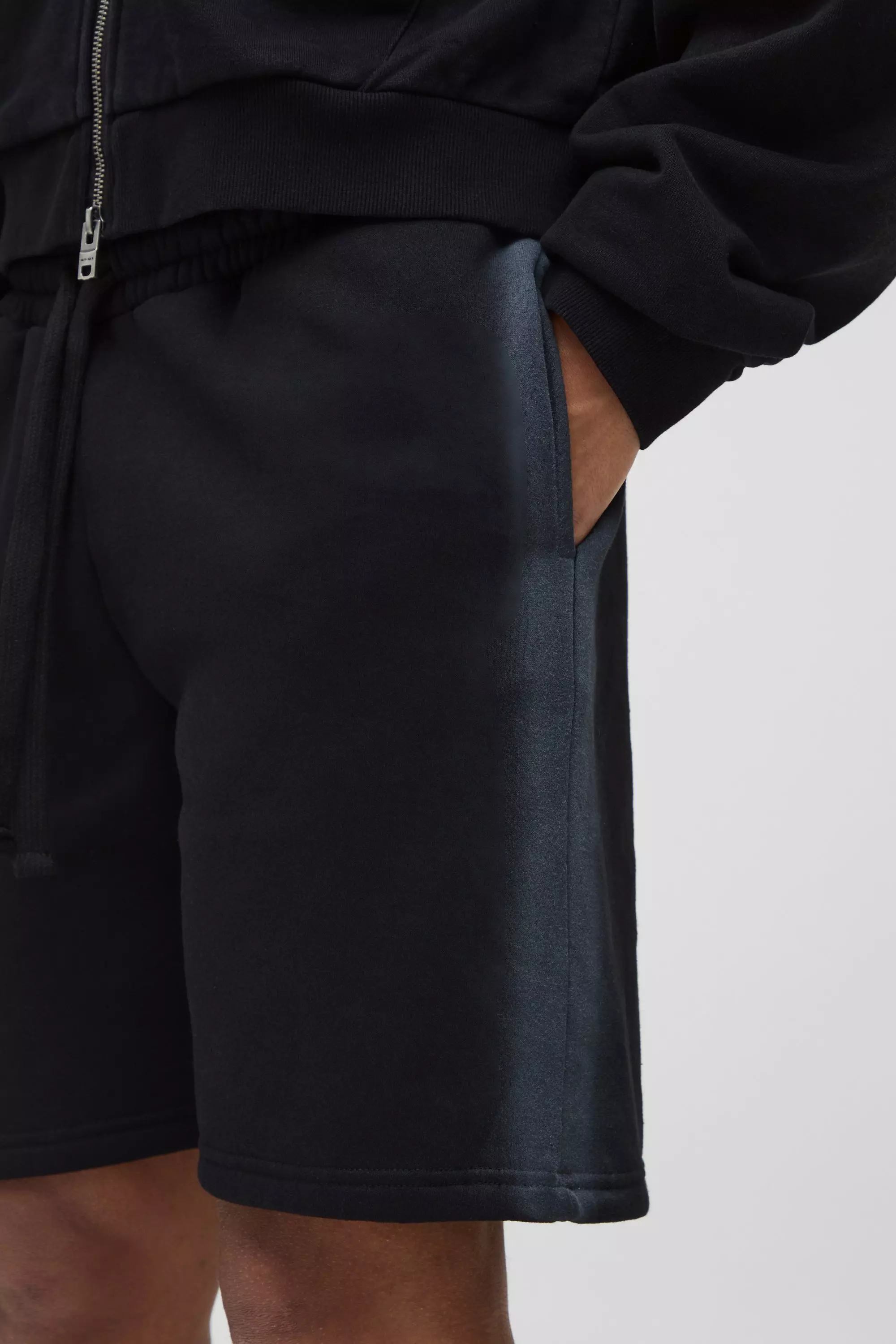 Charcoal Relaxed Mid Length Washed Seam Shorts alternative image