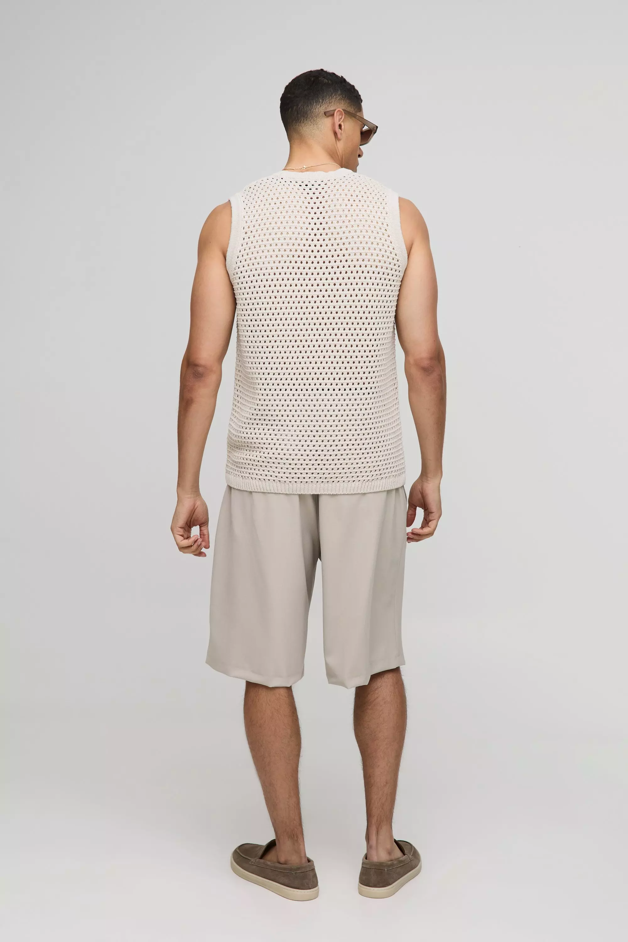 Regular Fit Open Stitch Knitted Vest | boohooMAN USA