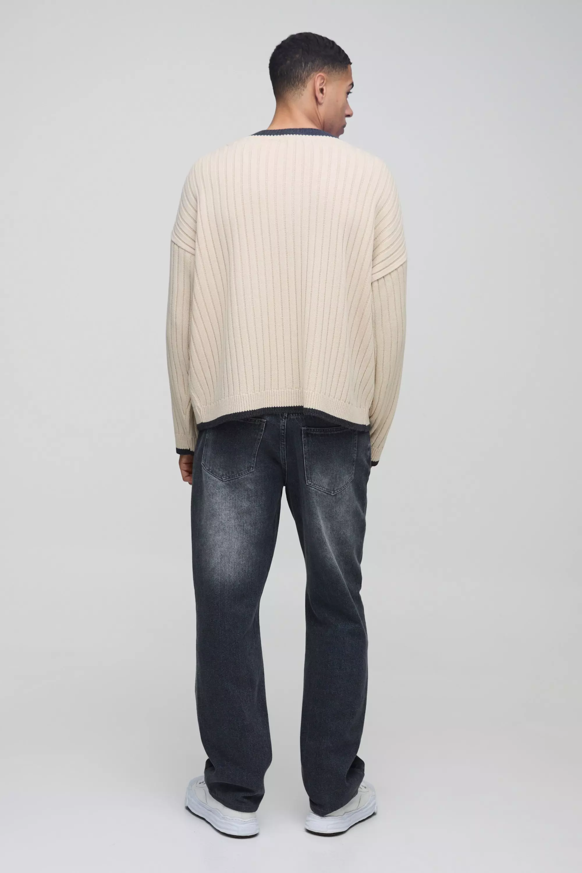 Ecru Boxy Ofcl V Neck Knitted Jumper alternative image