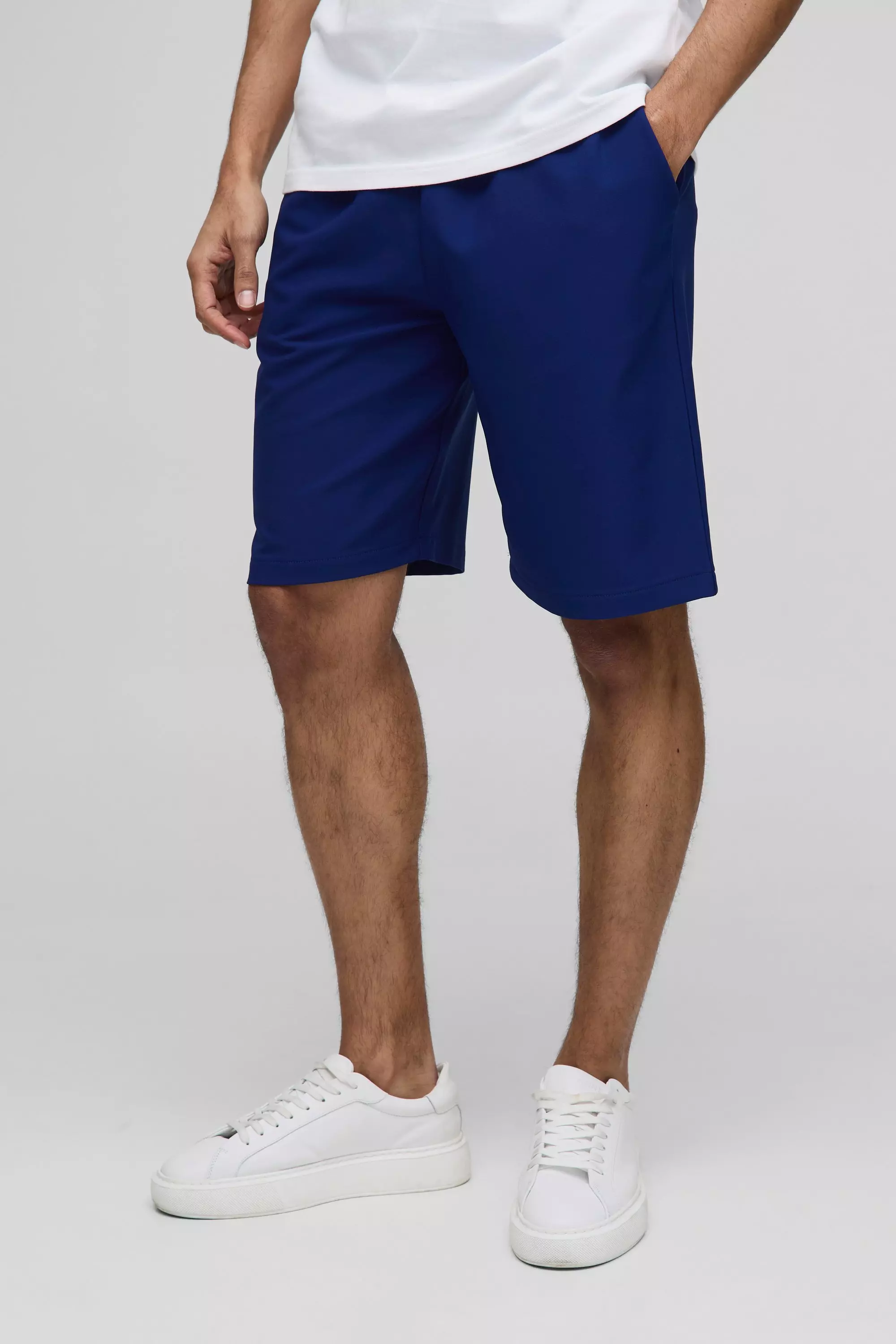 Navy Elasticated Waist Relaxed Technical Stretch Shorts alternative image