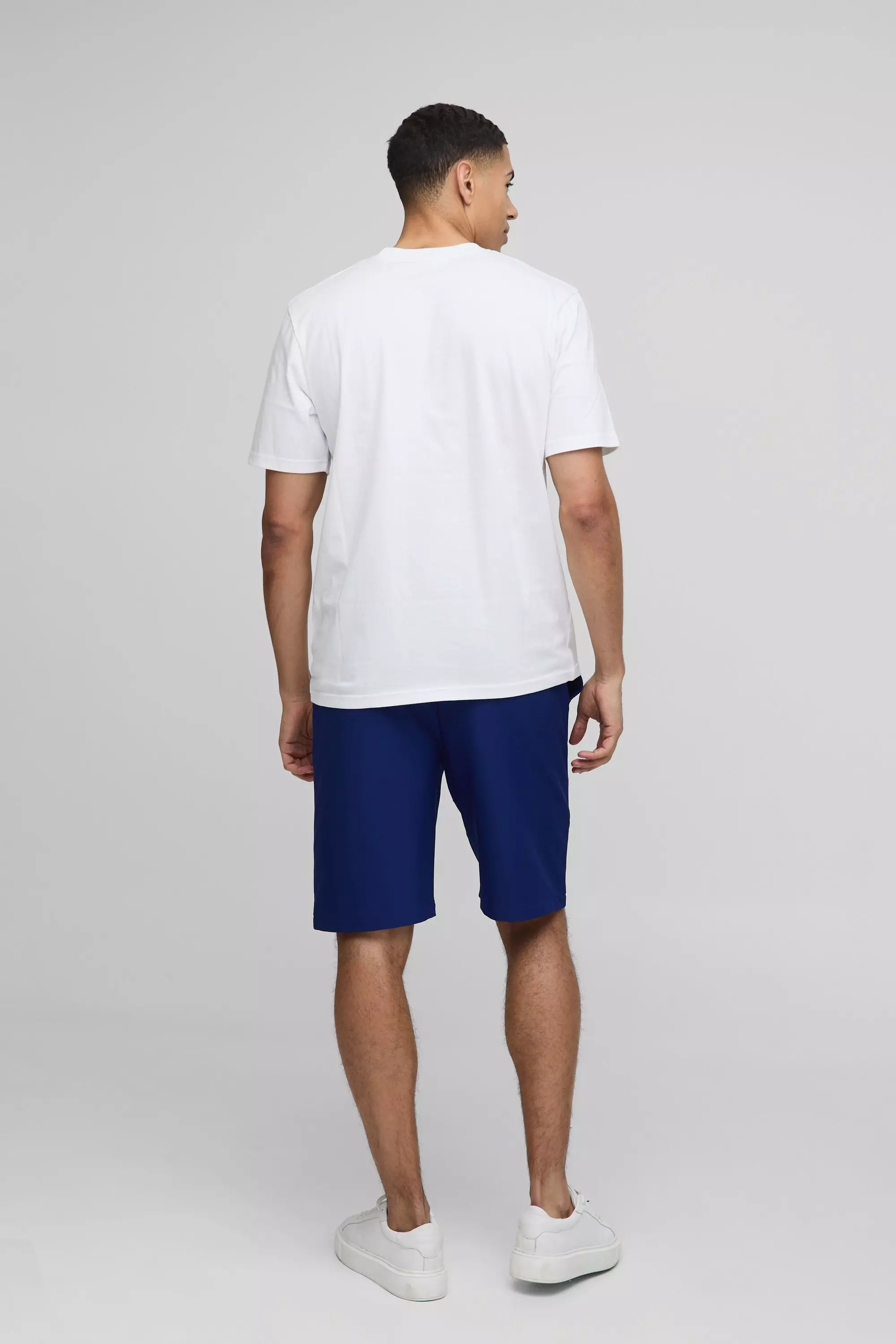 Navy Elasticated Waist Relaxed Technical Stretch Shorts alternative image