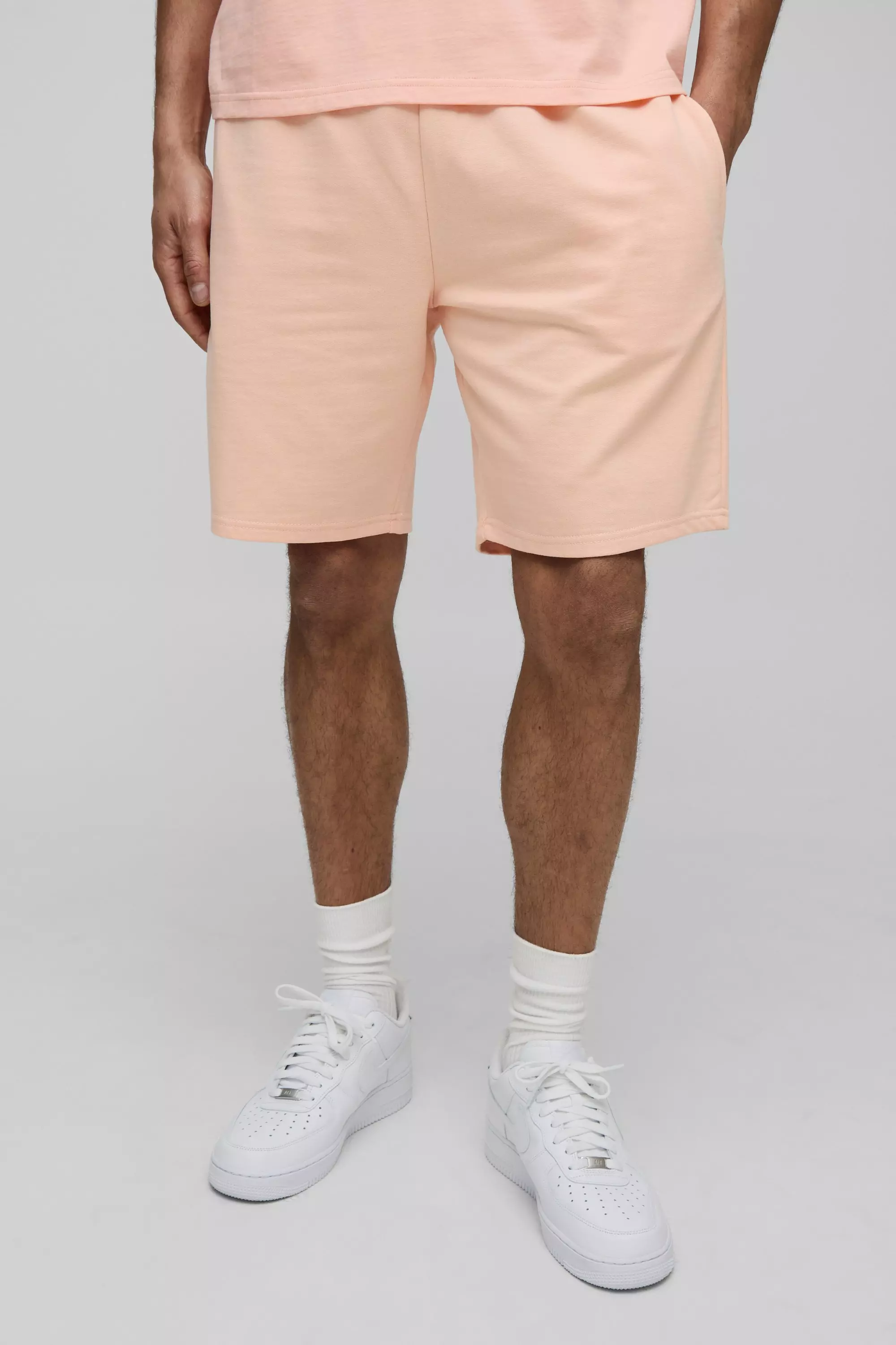 Peach 260GSM Loopback Basic Relaxed Fit Mid Length Shorts alternative image