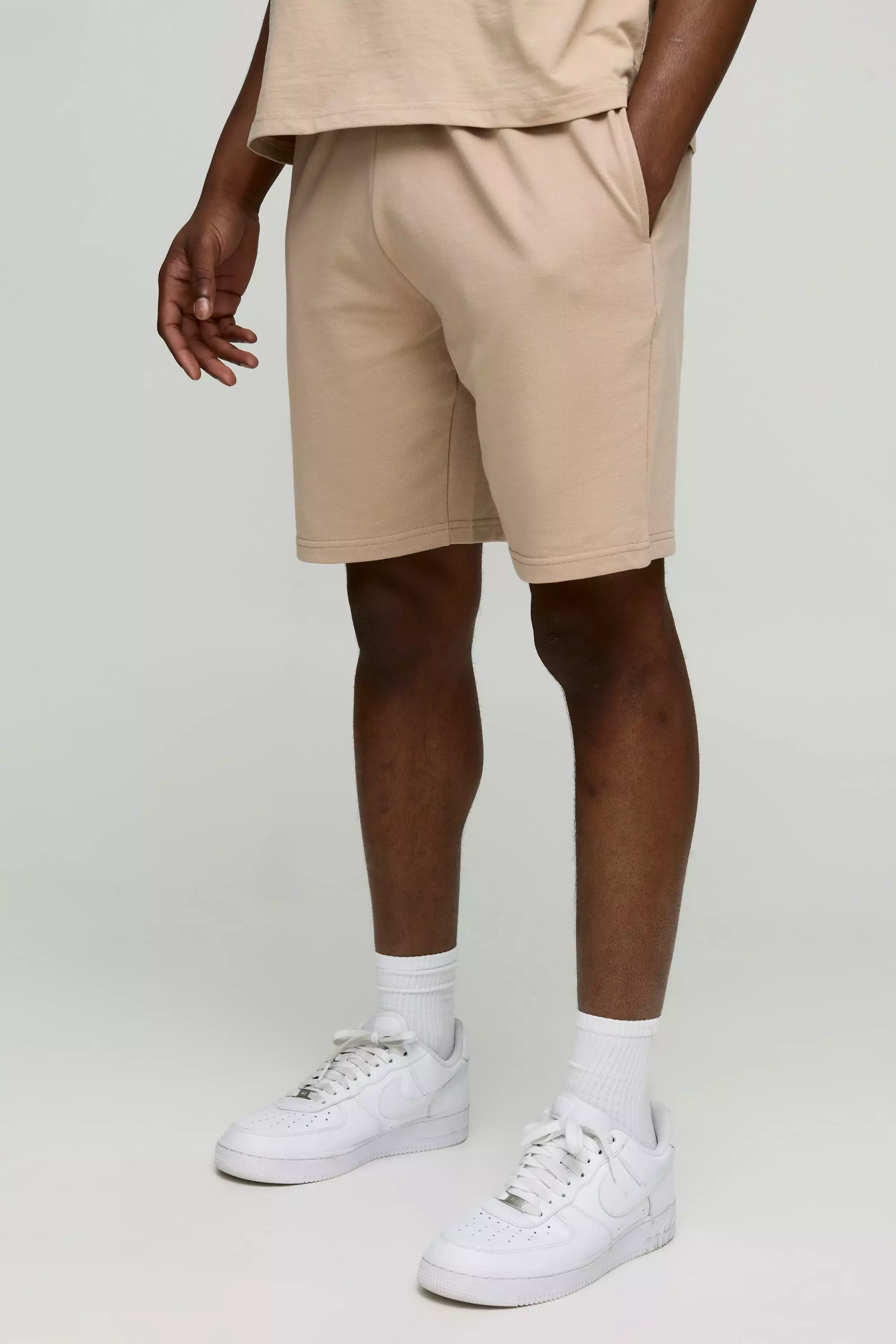 Mocha 260GSM Loopback Basic Relaxed Fit Mid Length Shorts alternative image