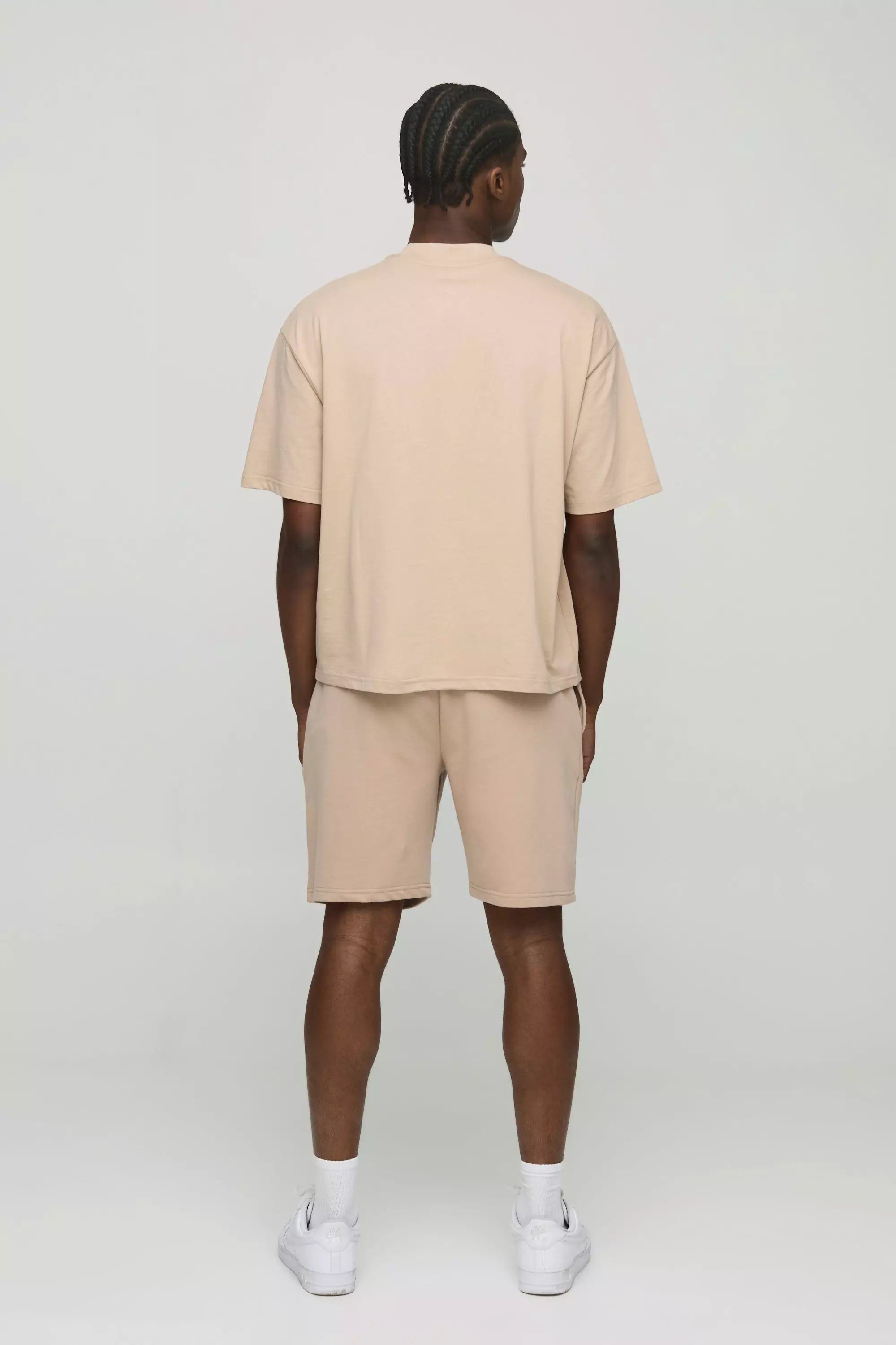 Mocha 260GSM Loopback Basic Relaxed Fit Mid Length Shorts alternative image