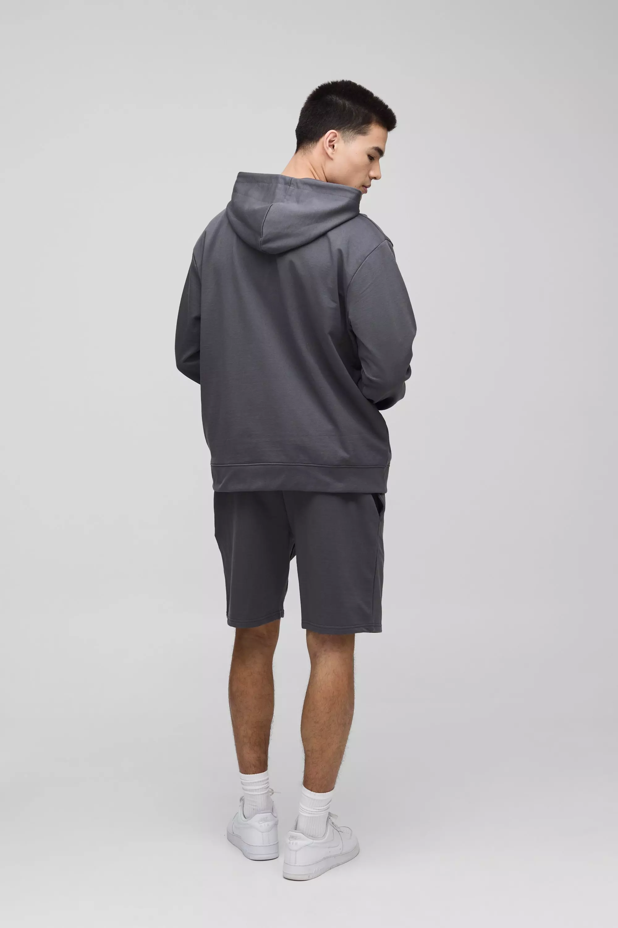 Charcoal 260GSM Loopback Basic Relaxed Fit Mid Length Shorts alternative image
