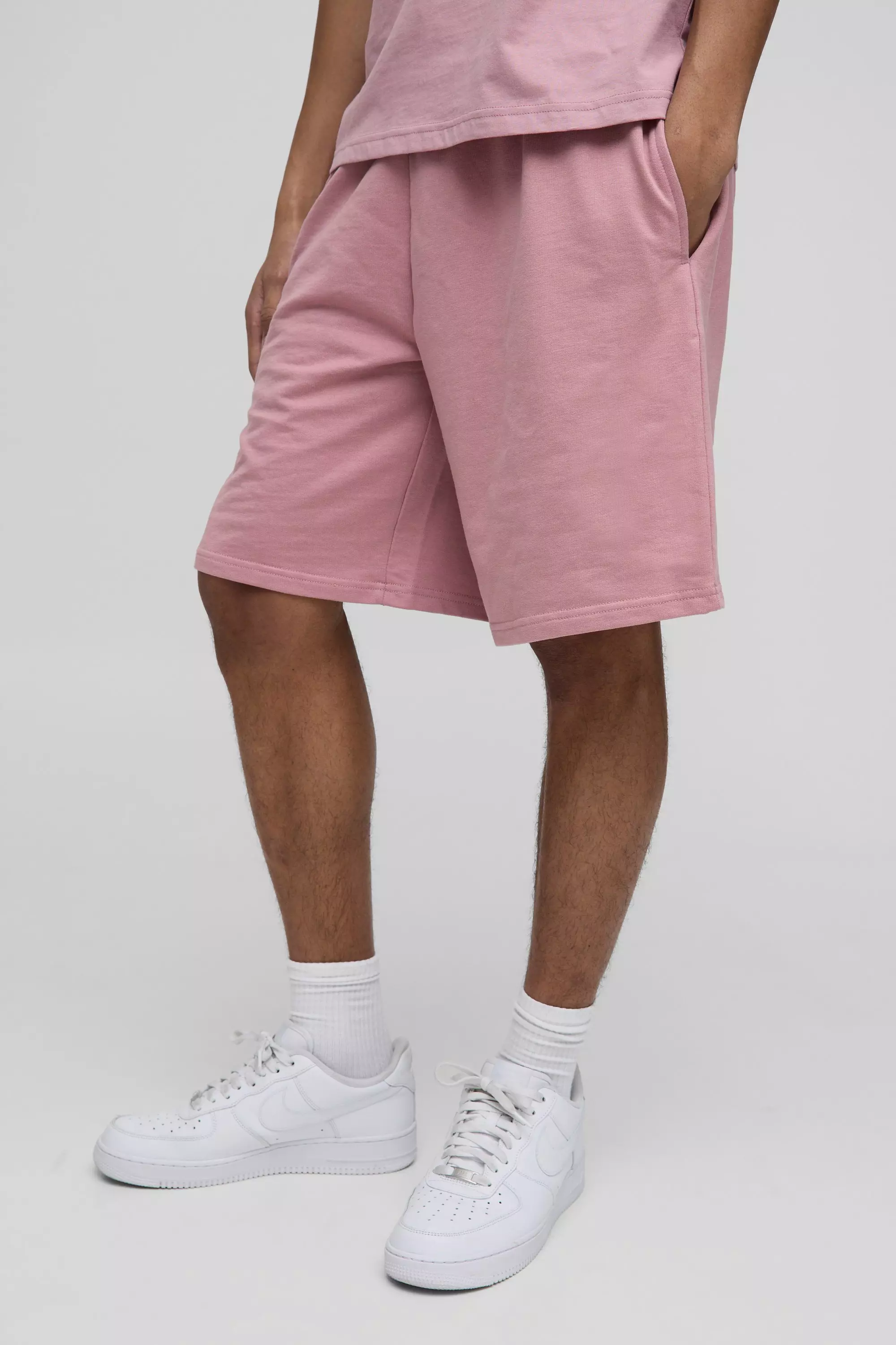 260GSM Loopback Basic Oversized Mid Length Short | boohooMAN USA