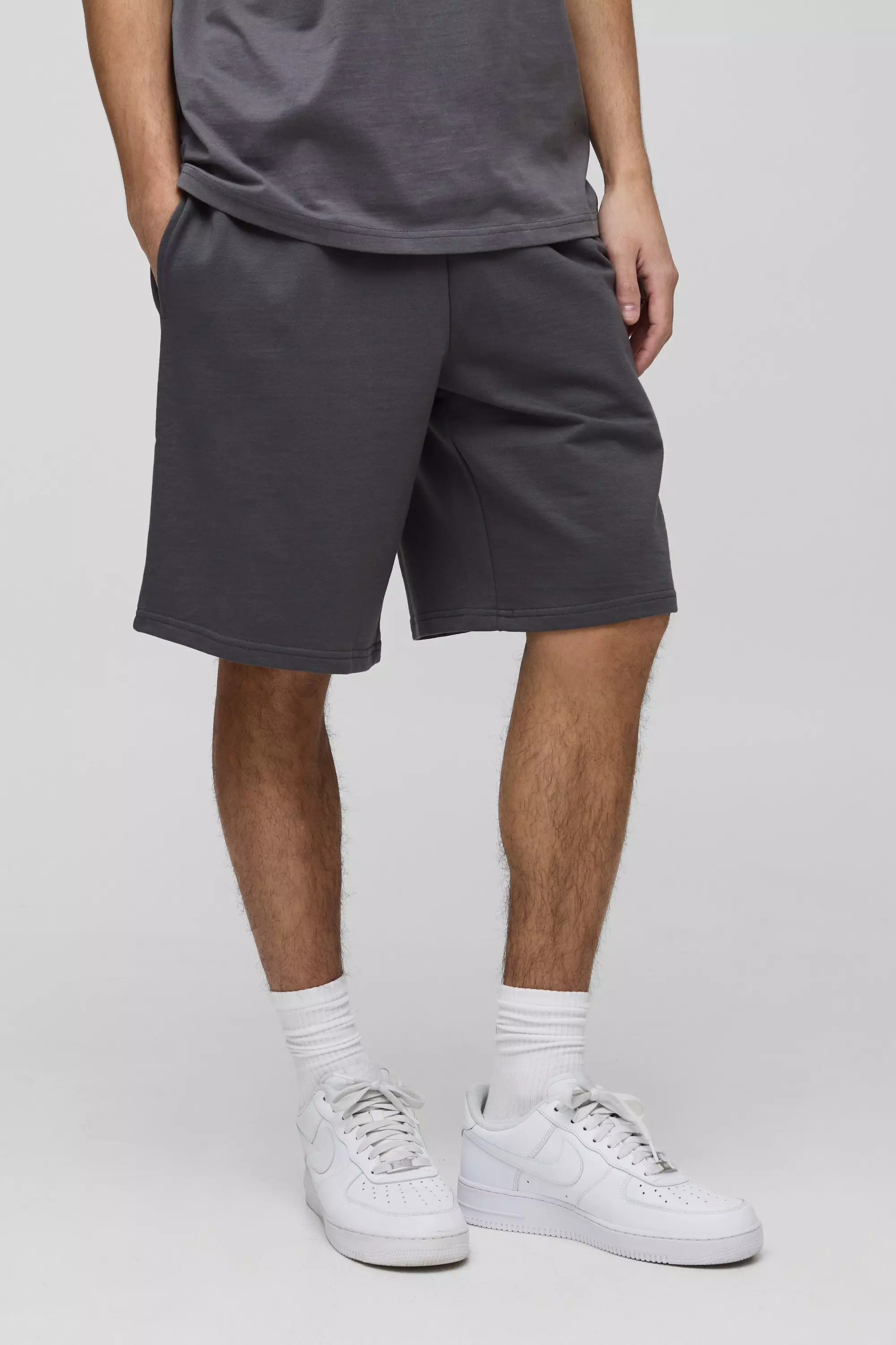 Charcoal 260GSM Loopback Basic Oversized Mid Length Short alternative image