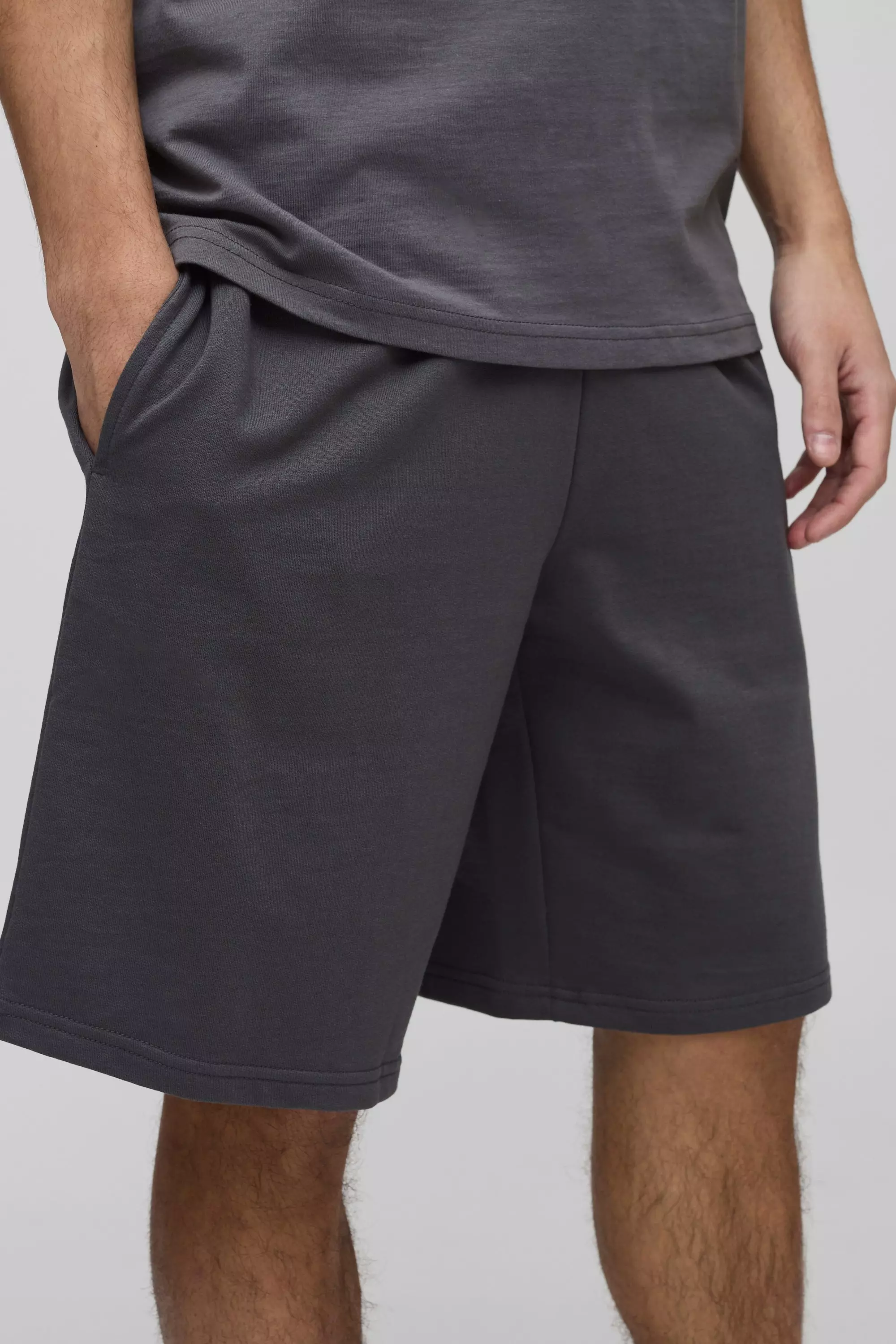 Charcoal 260GSM Loopback Basic Oversized Mid Length Short alternative image