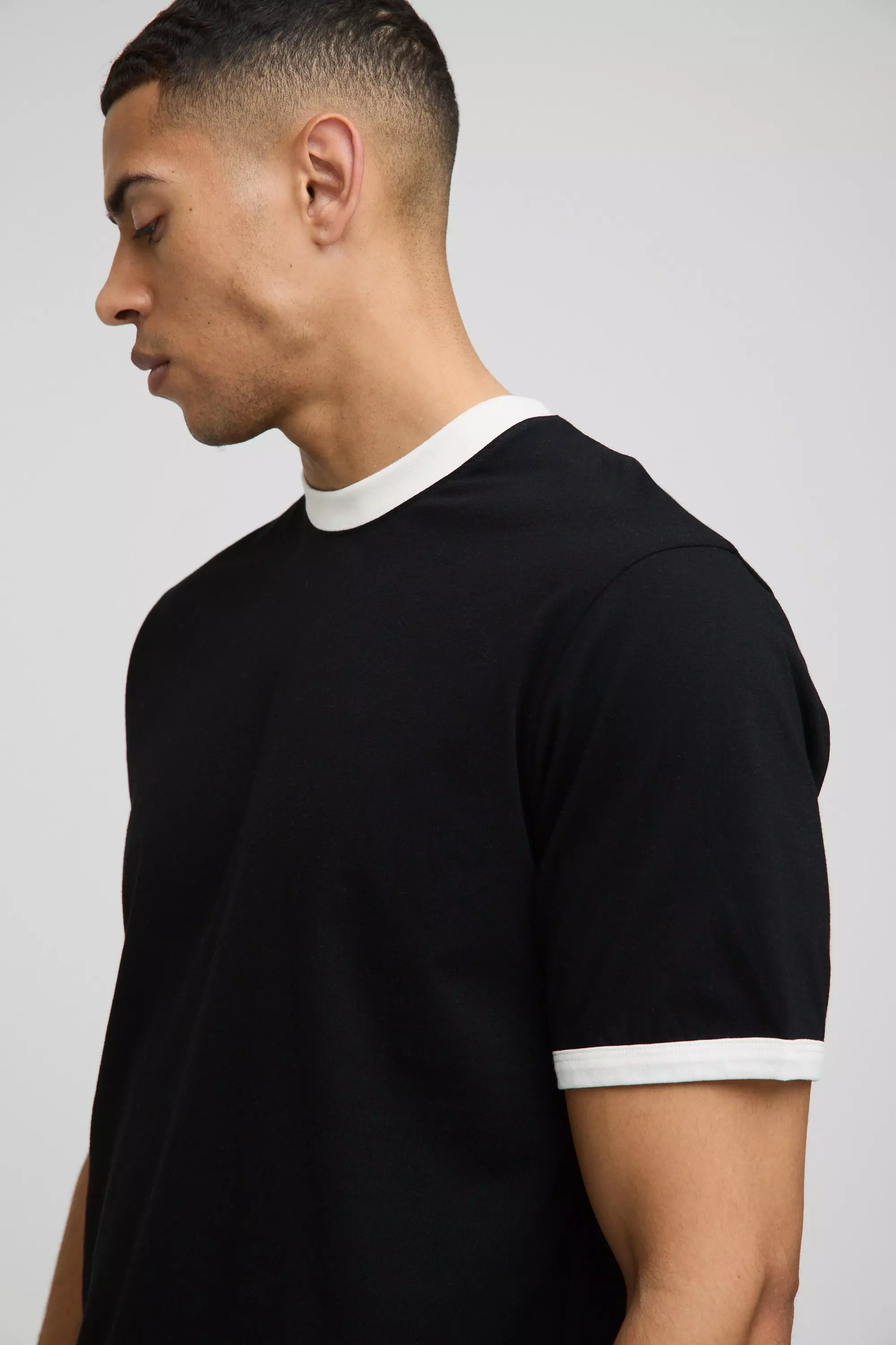 Regular Fit Ringer Crew Neck T-Shirt | boohooMAN USA