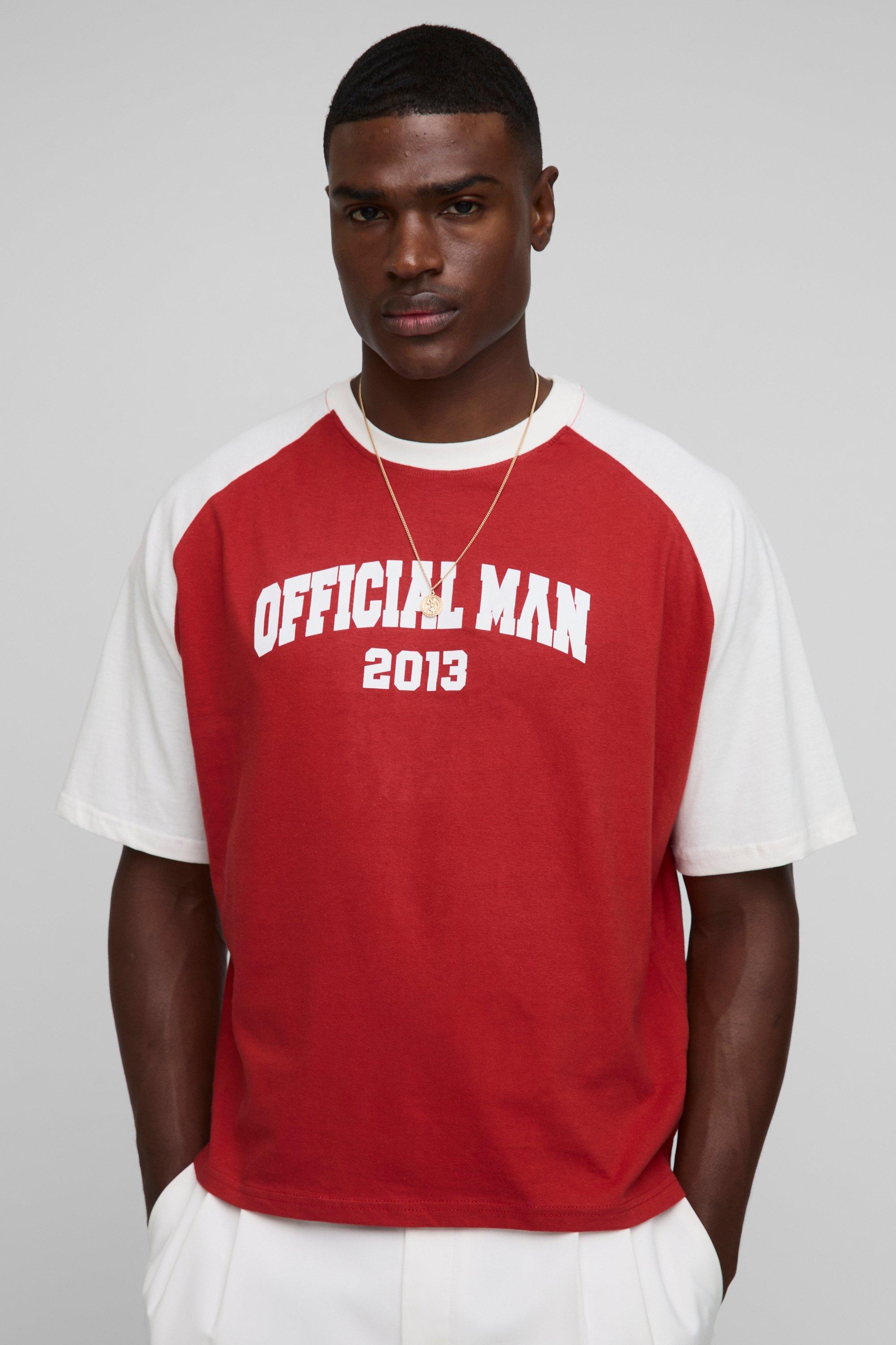 Oversized Boxy Official Contrast Raglan T-Shirt | boohooMAN USA