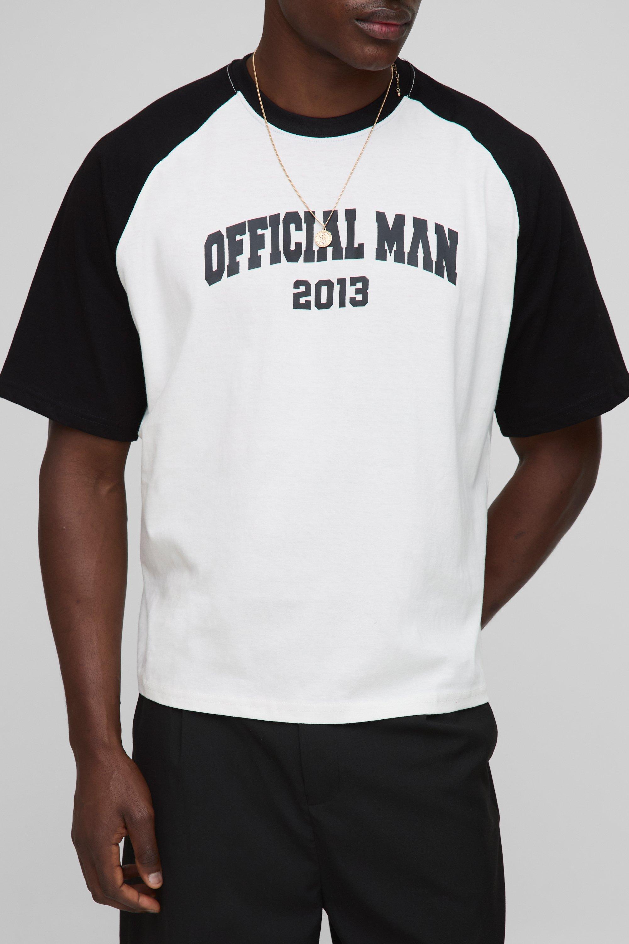 Oversized Boxy Official Contrast Raglan T-Shirt | boohooMAN USA