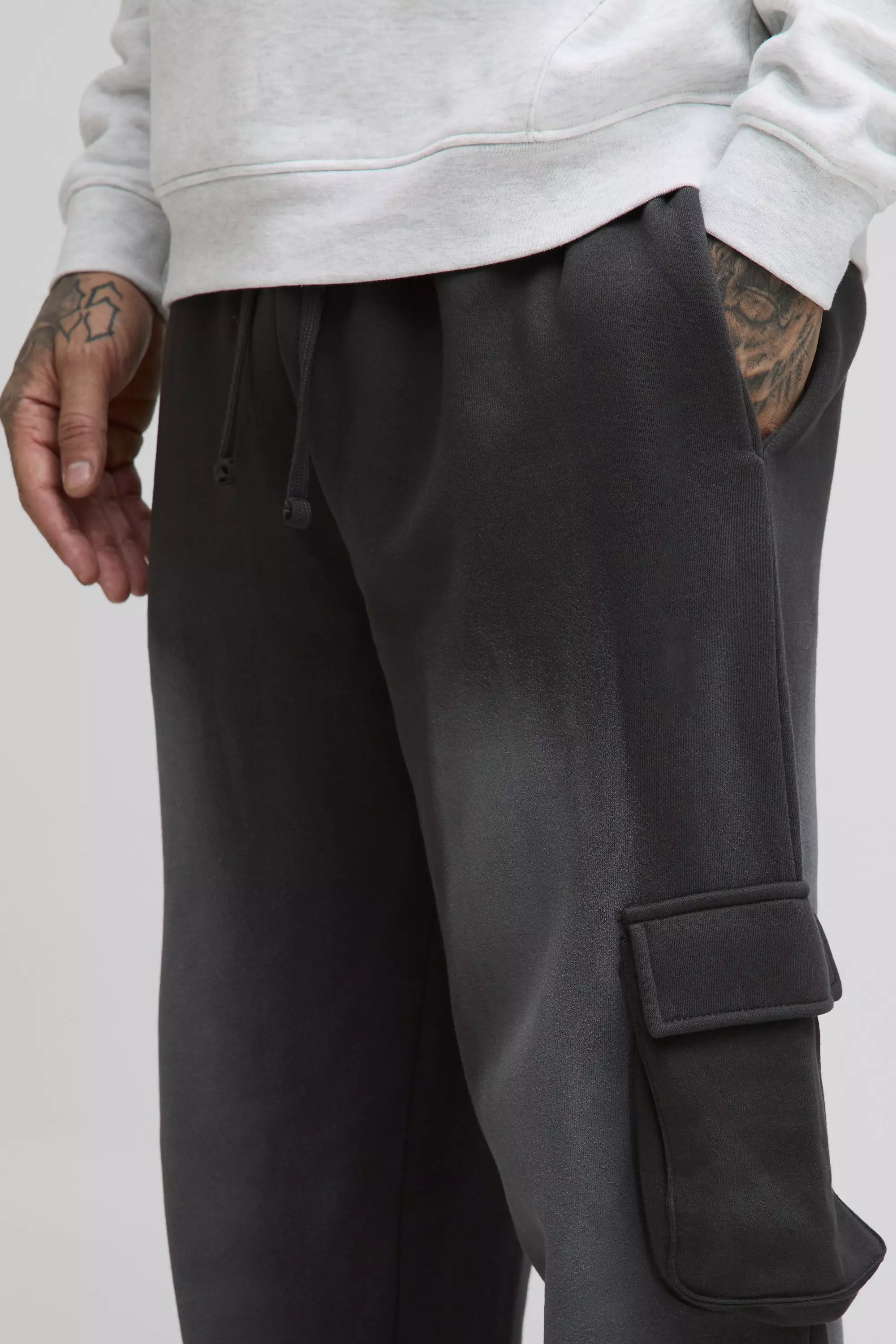 Tall - Jogging cargo oversize délavé, Charcoal autre image