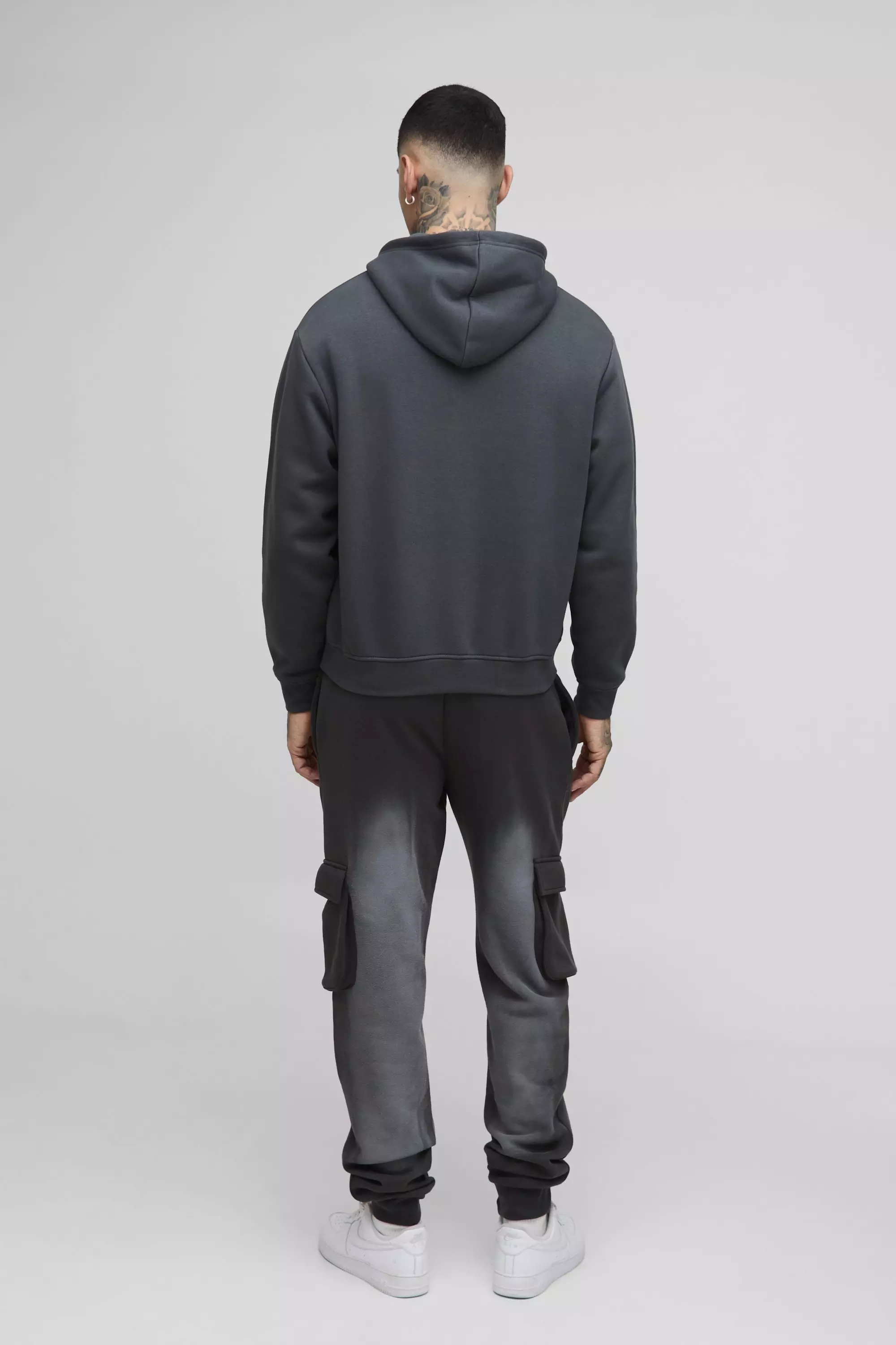 Charcoal Tall Regular Fit Washed Cargo Sweatpants alternative image
