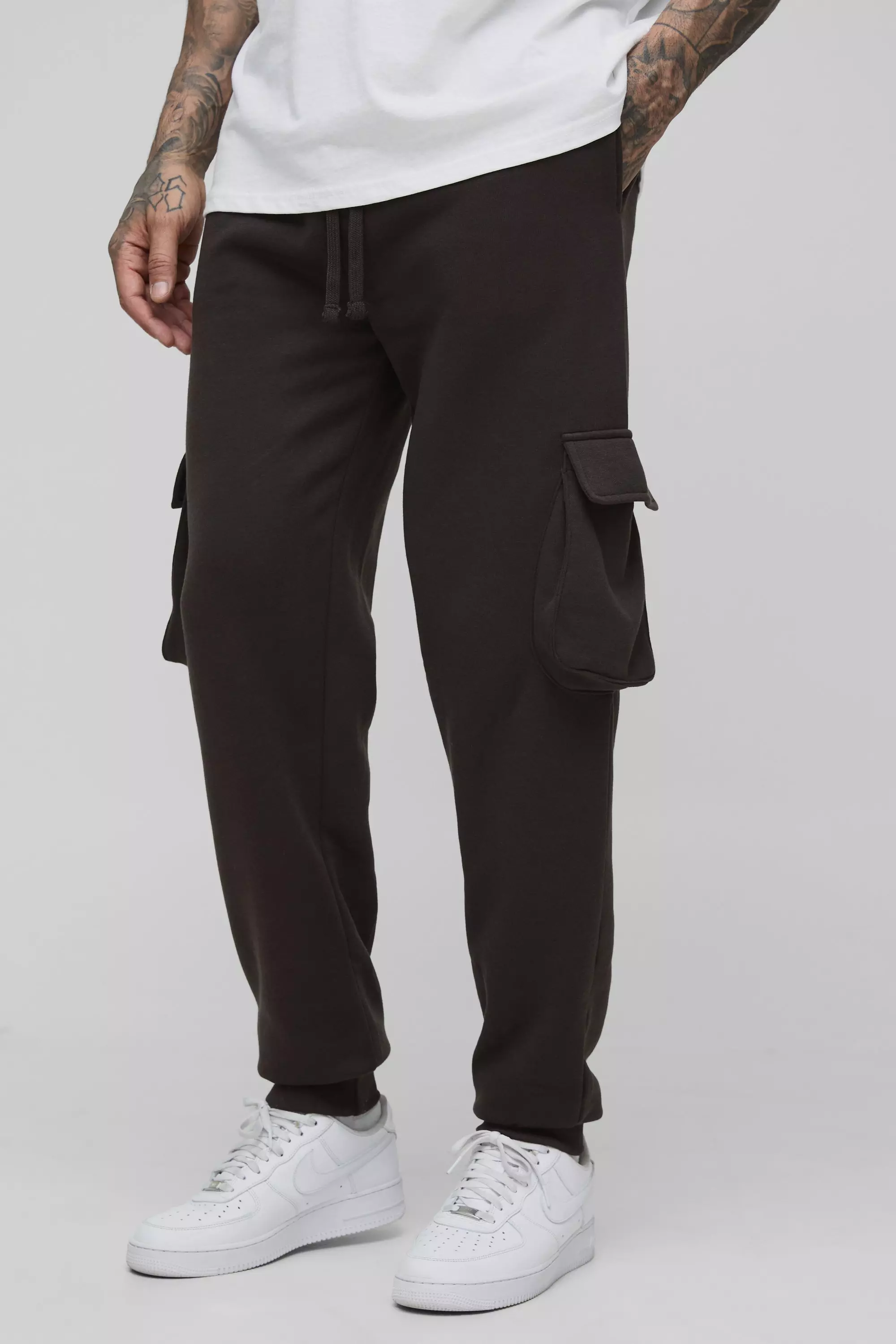 Chocolate Tall Regular Fit Cargo Sweatpants alternative image